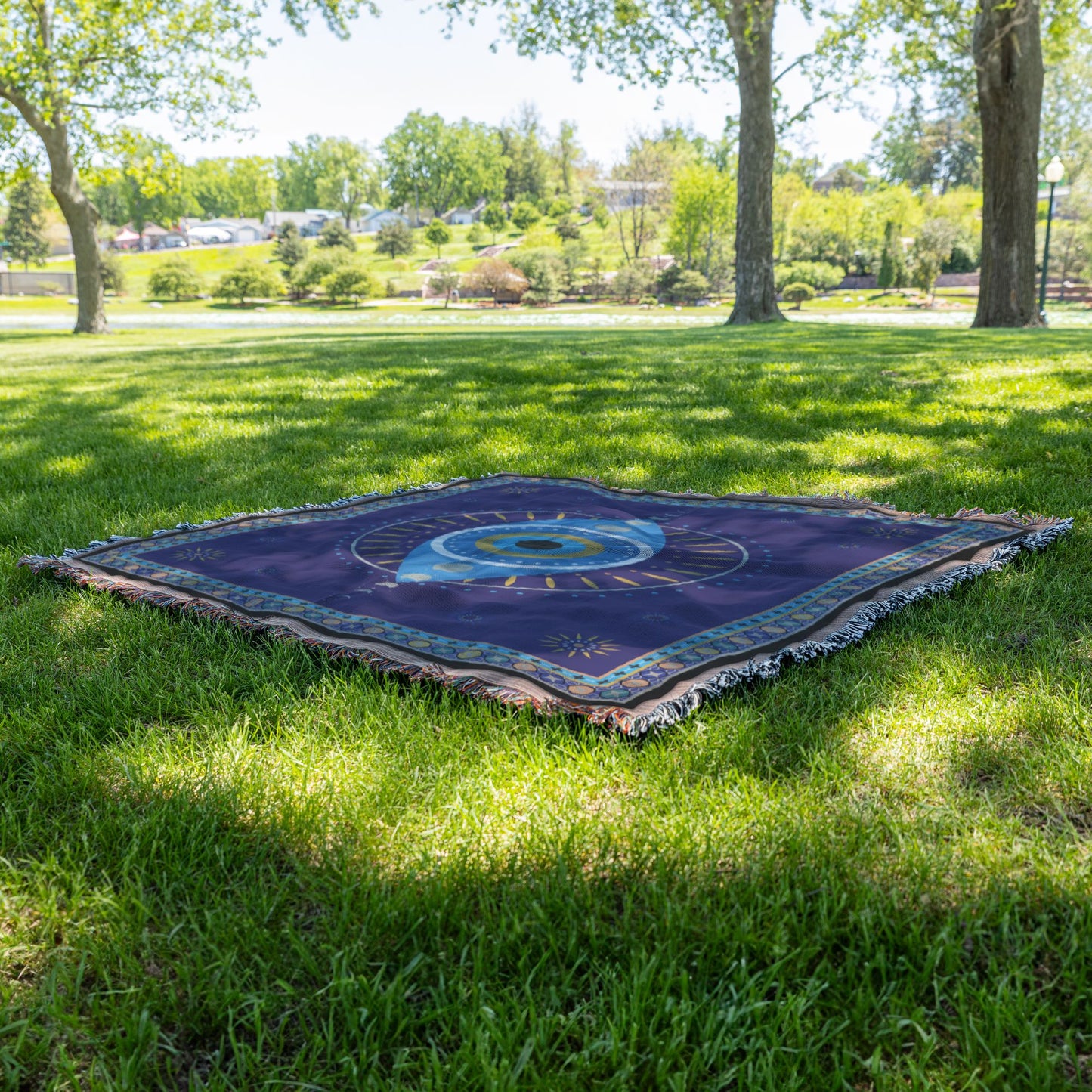 Evil Eye Blanket, Woven Blanket Throw Couch, Santorini Protection, Lucky Charm and Talisman Positive Vibes Only Blankets teelaunch