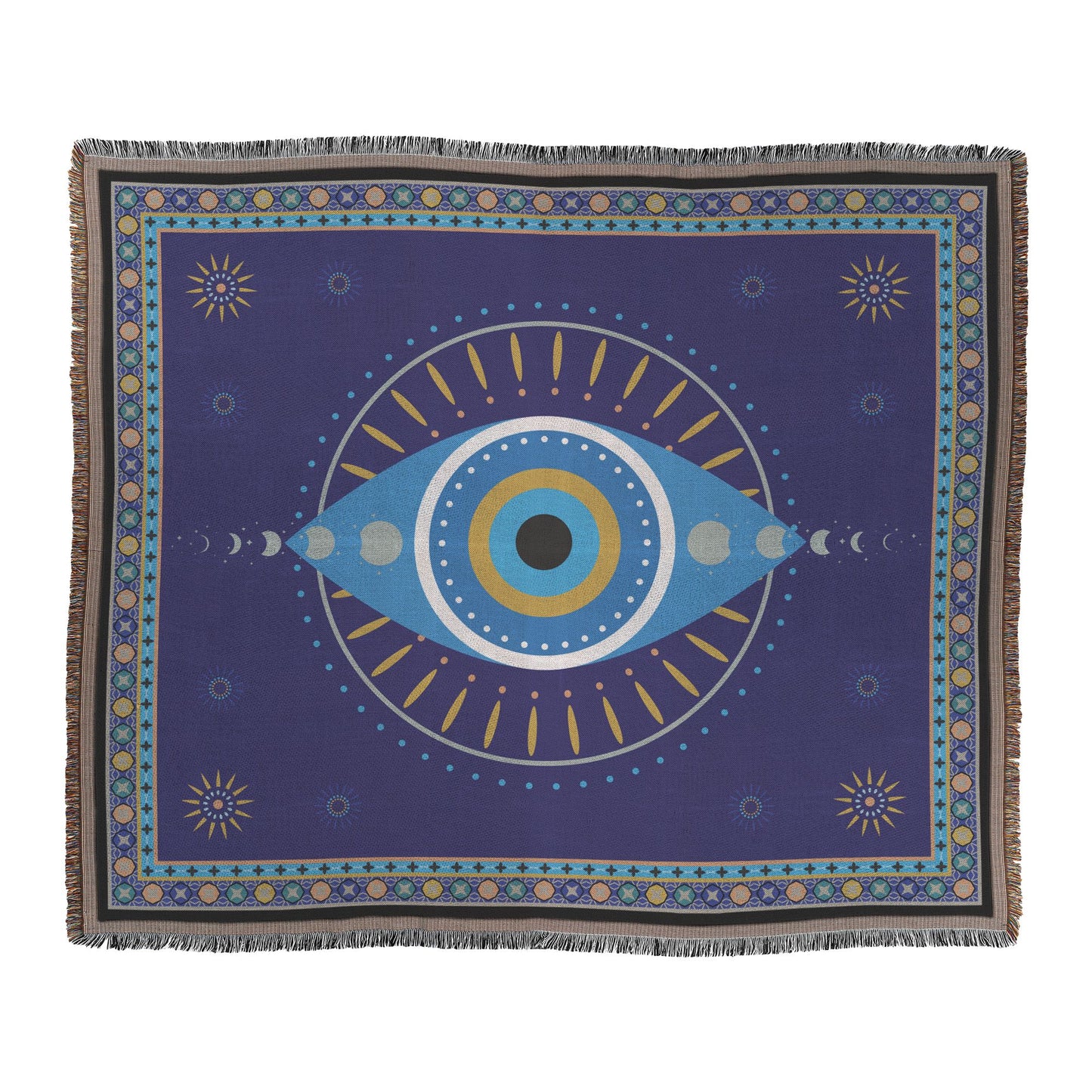 Evil Eye Blanket, Woven Blanket Throw Couch, Santorini Protection, Lucky Charm and Talisman Positive Vibes Only Blankets teelaunch