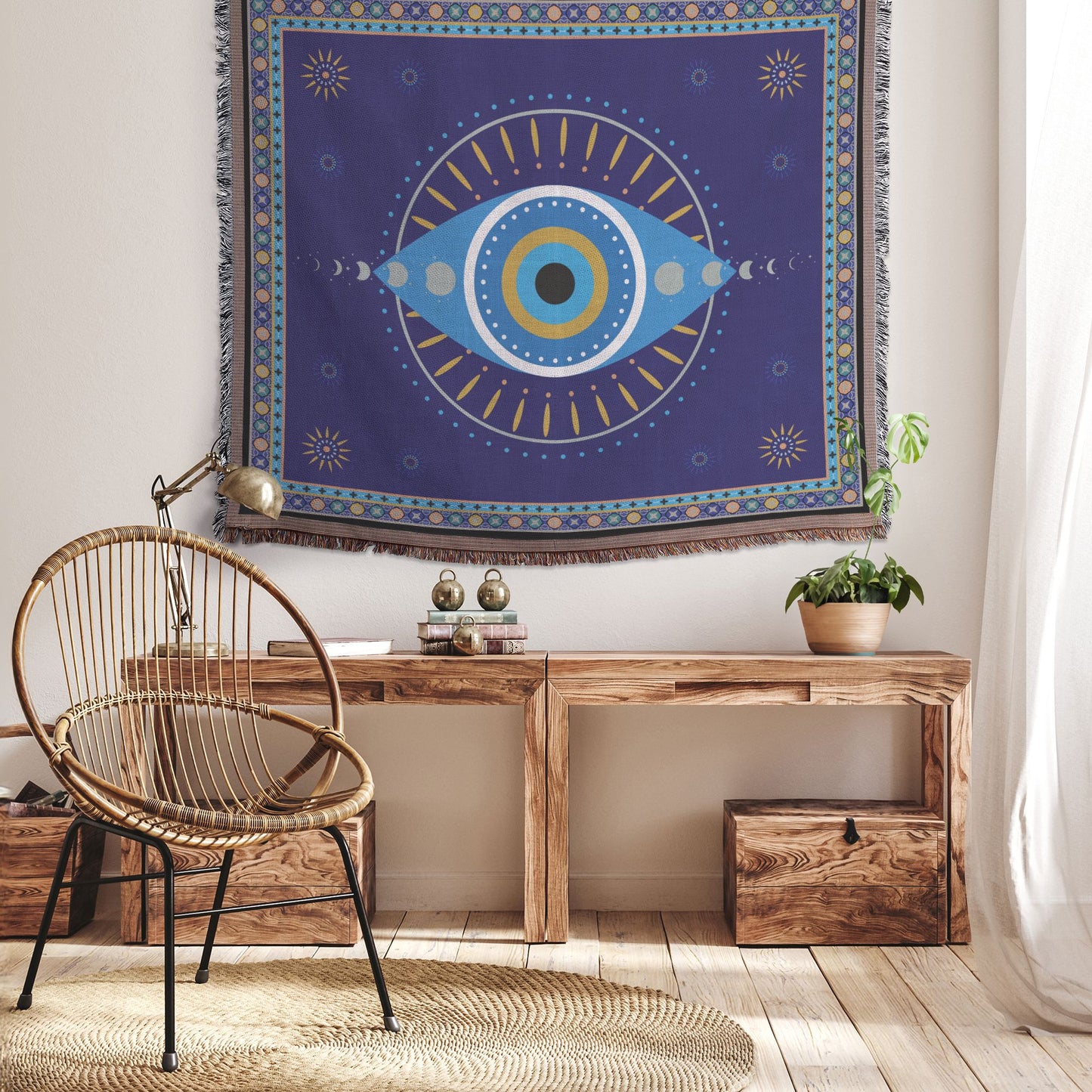 Evil Eye Blanket, Woven Blanket Throw Couch, Santorini Protection, Lucky Charm and Talisman Positive Vibes Only Blankets teelaunch