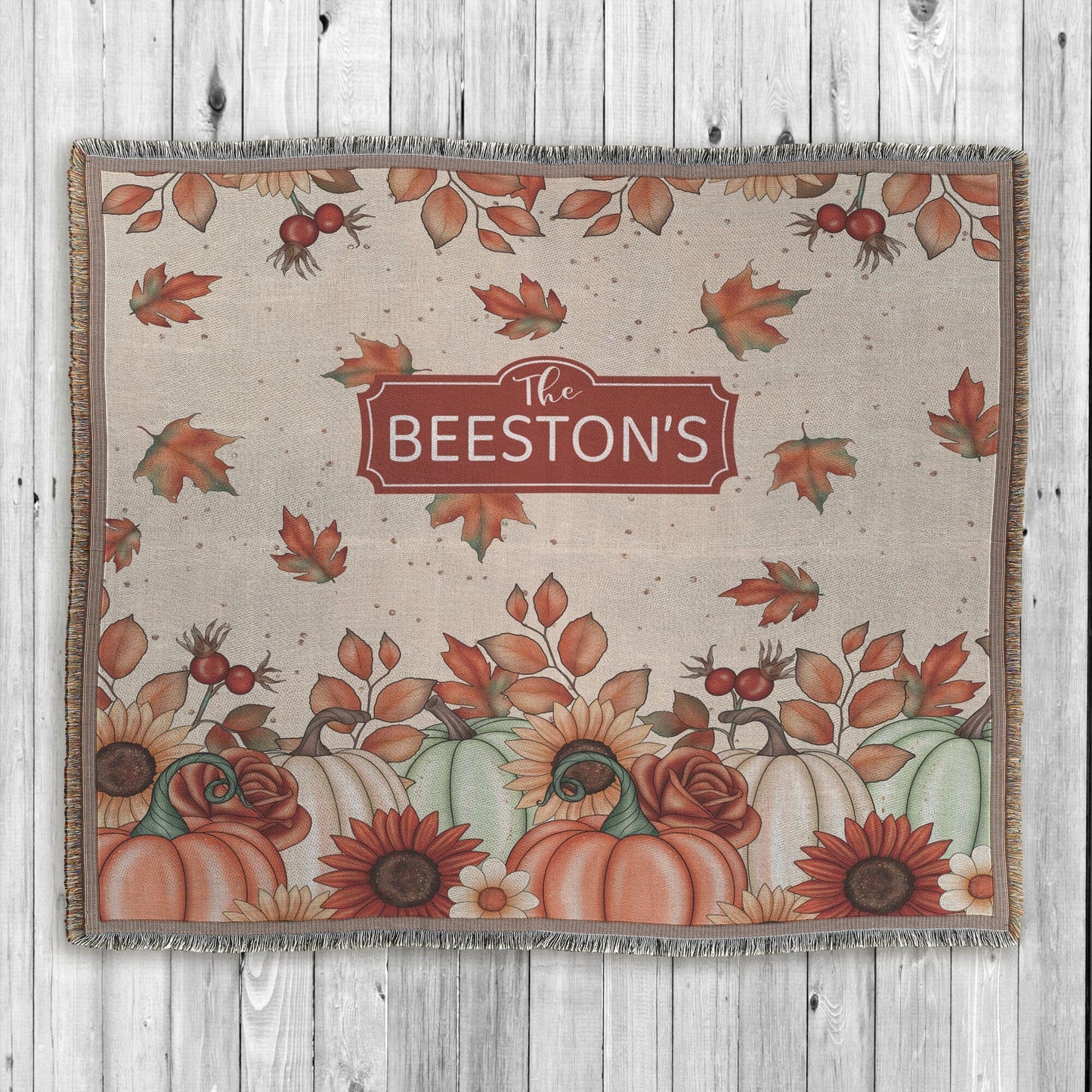 Fall Woven Pumpkin Blanket Blankets teelaunch Personalized