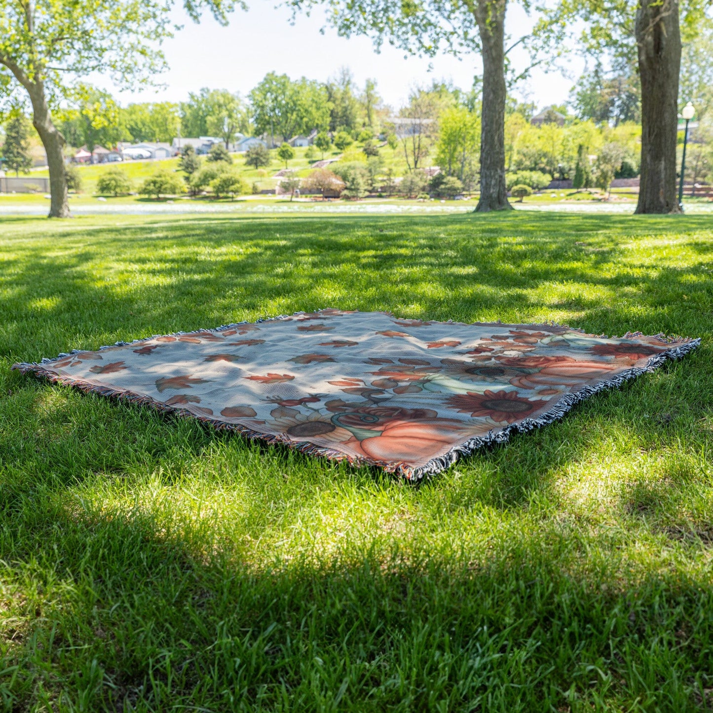 Fall Woven Pumpkin Blanket Blankets teelaunch