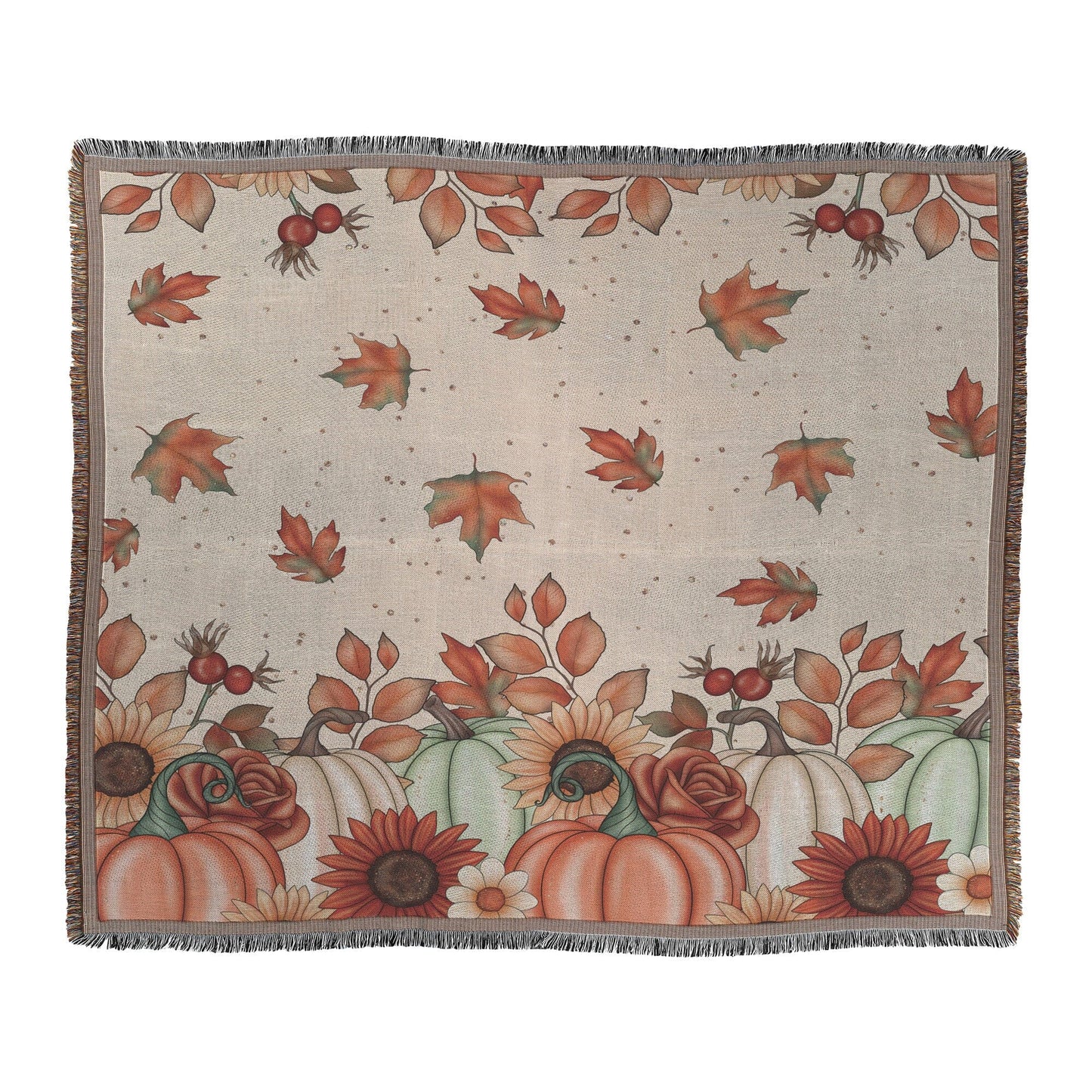 Fall Woven Pumpkin Blanket Blankets teelaunch Classic