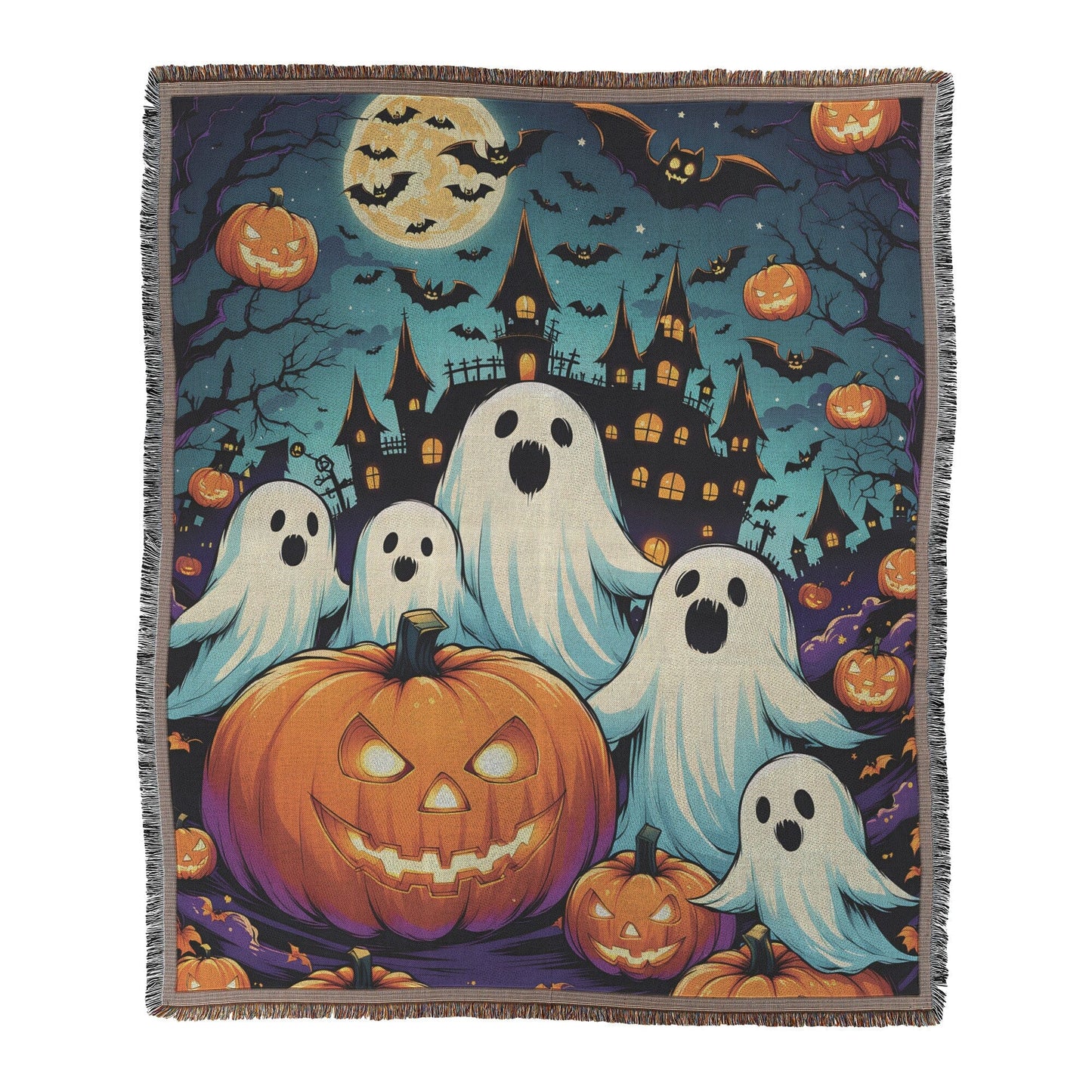 Halloween Blanket Throw Couch, Woven Blanket, Holiday Decor Blankets teelaunch