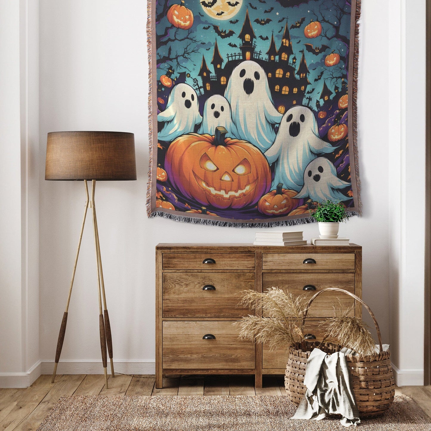 Halloween Blanket Throw Couch, Woven Blanket, Holiday Decor Blankets teelaunch