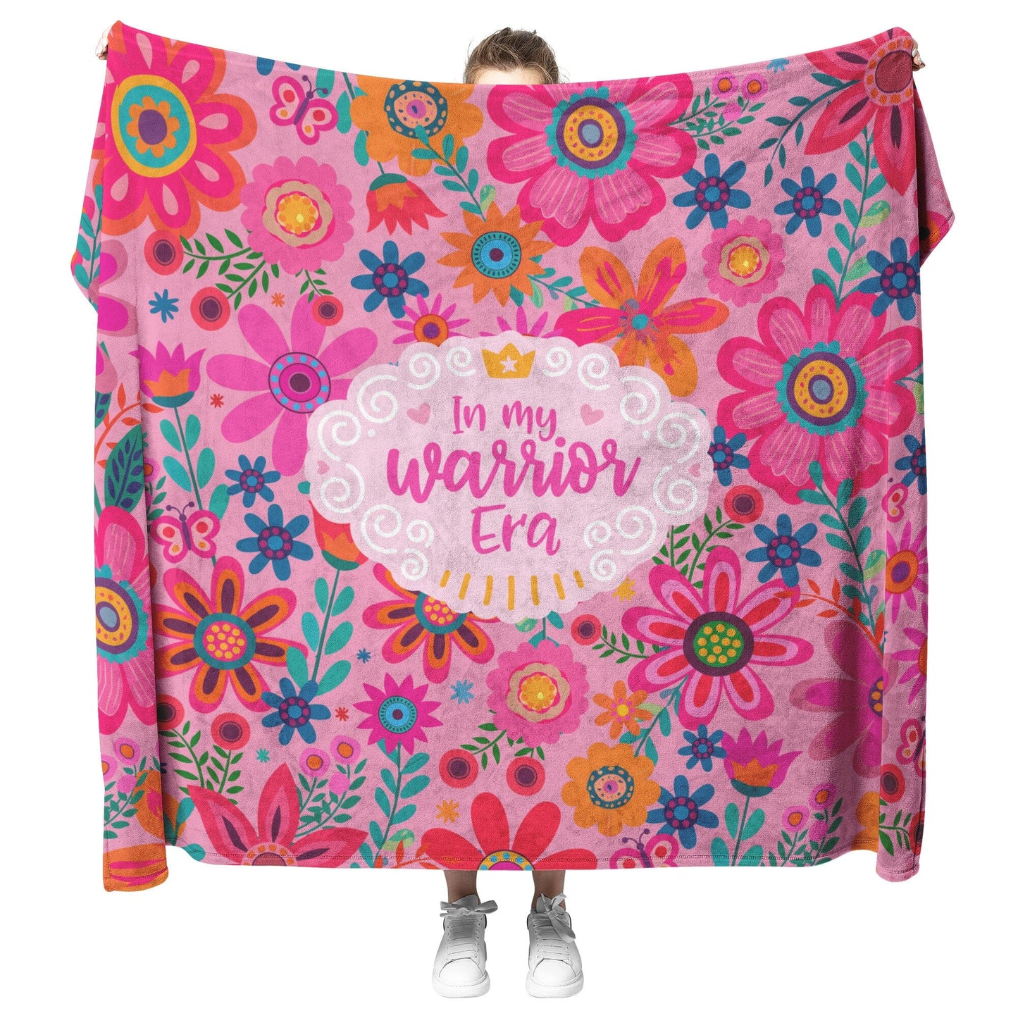 In My Warrior Era, Pink Ribbon October Blanket, Fighter Emotional Support Blanket, Breast Cancer Survivor Blankets teelaunch