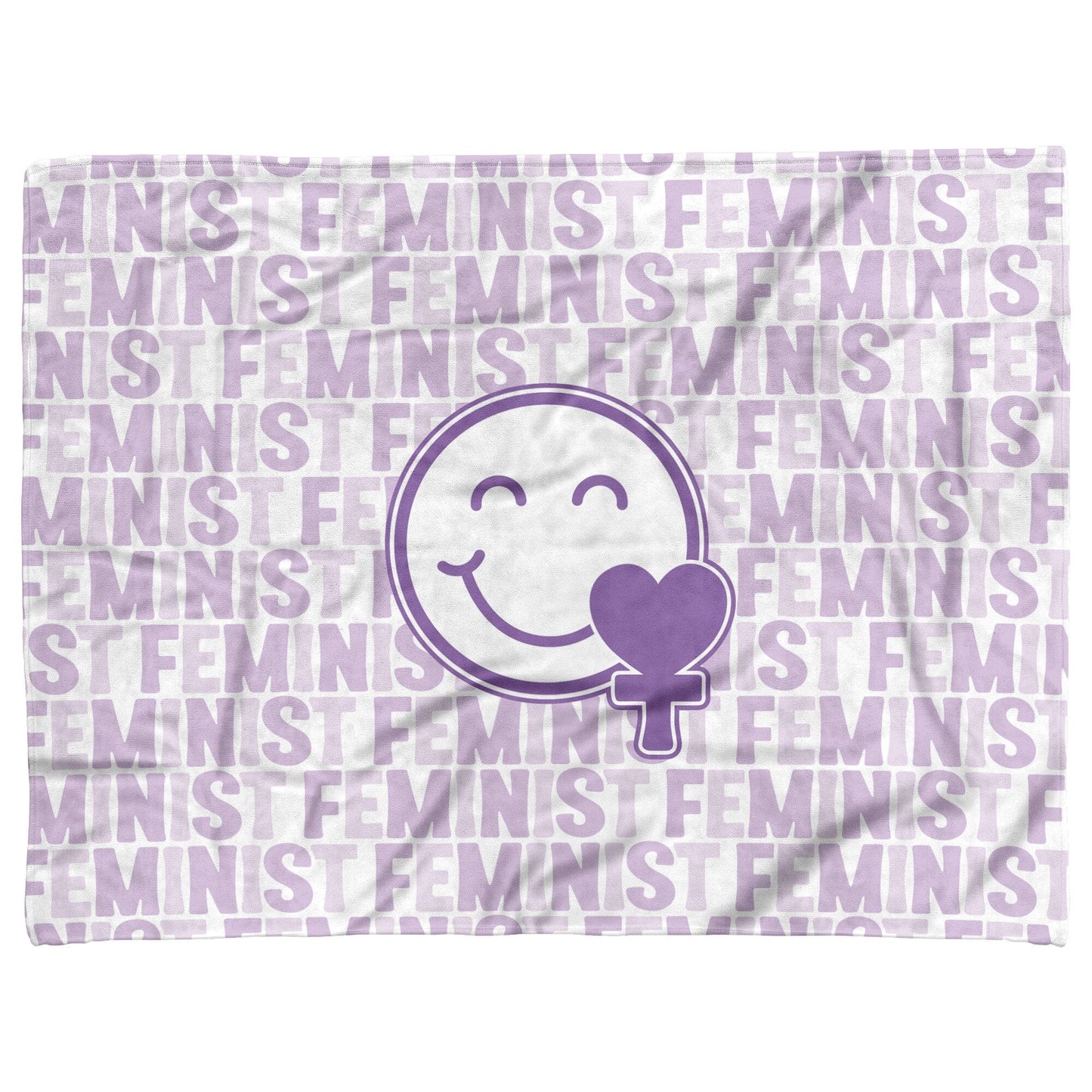 Purple Feminist Smiling Face Blanket Blankets teelaunch