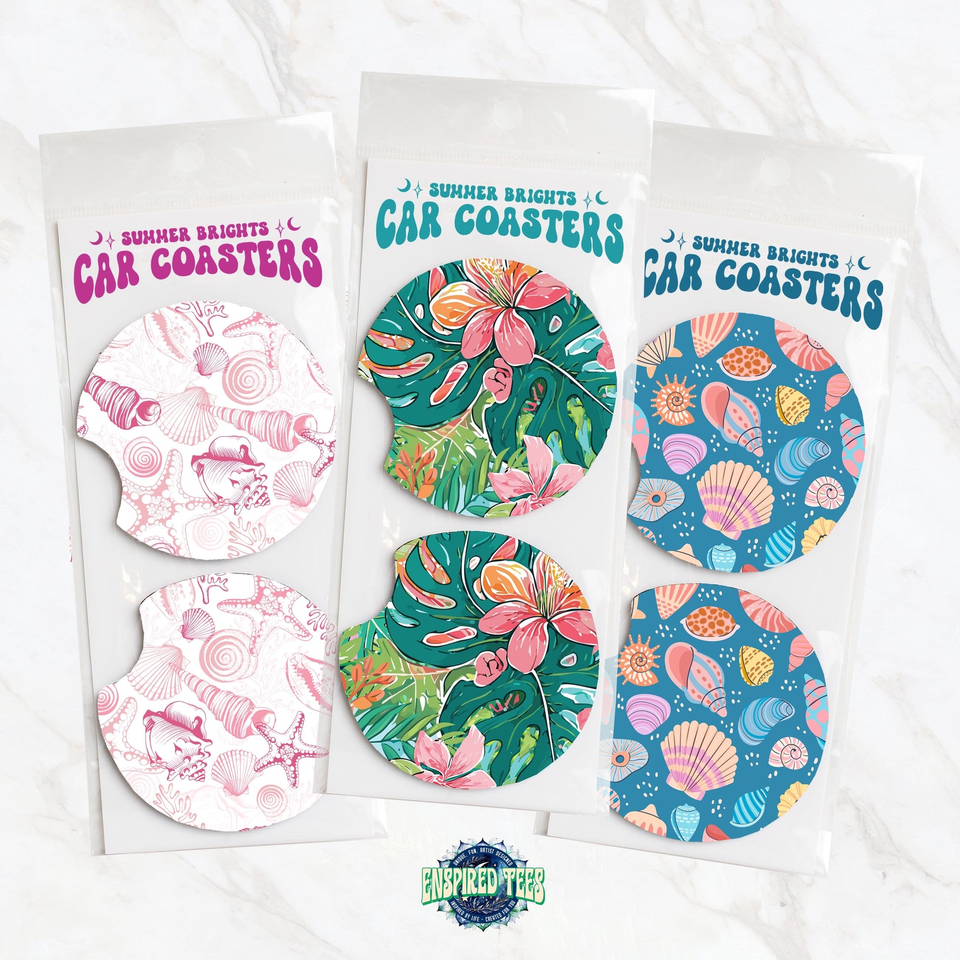 Pink Shells Sipper Glass • Coastal Vibes Beach House Decor Mug Printify