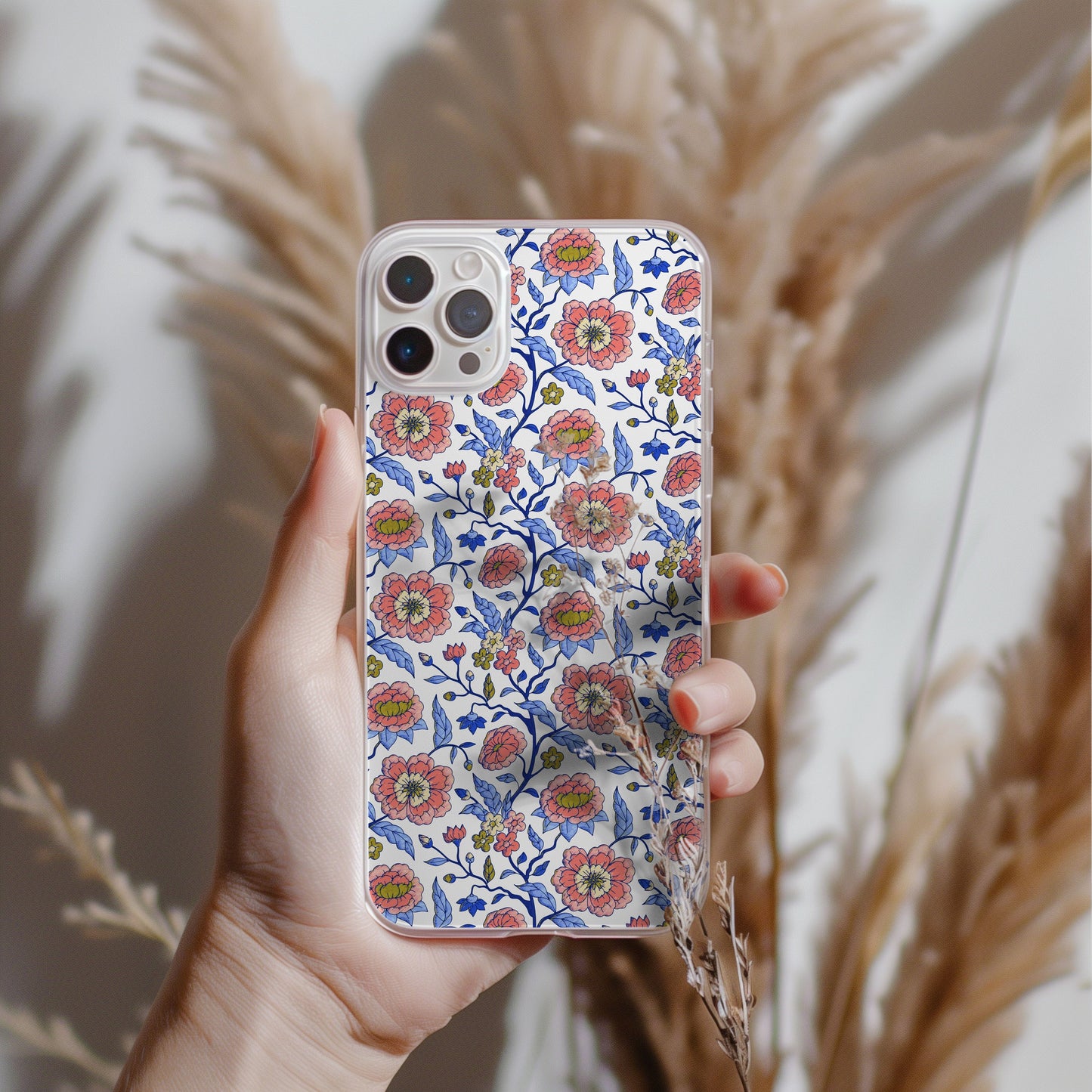 Clear Phone Case, iPhone 16 Pro Max Case, Chinoiserie Toile – Compatible with Most iPhone and Samsung Models Phone Case Printify iPhone 16 Without gift packaging