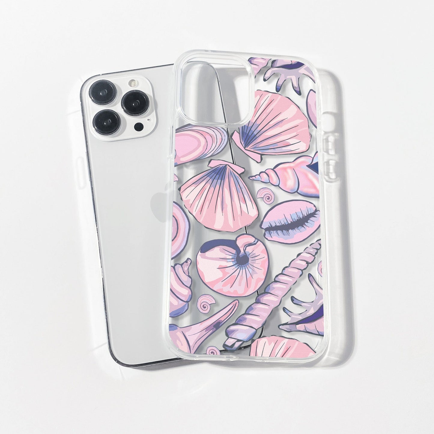 Ocean-Inspired Clear Phone Case, Coastal Aesthetic, Shells Pattern, Summer Vibes iPhone 16 Pro Case, iPhone 15, iPhone 14, Samsung Galaxy Phone Case Printify