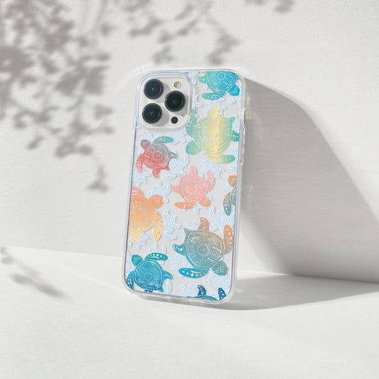 Coconut Girl Clear Phone Cases, Beachy Sea Turtle Aesthetic Phone Cases Compatible with most iPhone and Samsung Models Phone Case Printify iPhone 14 Without gift packaging