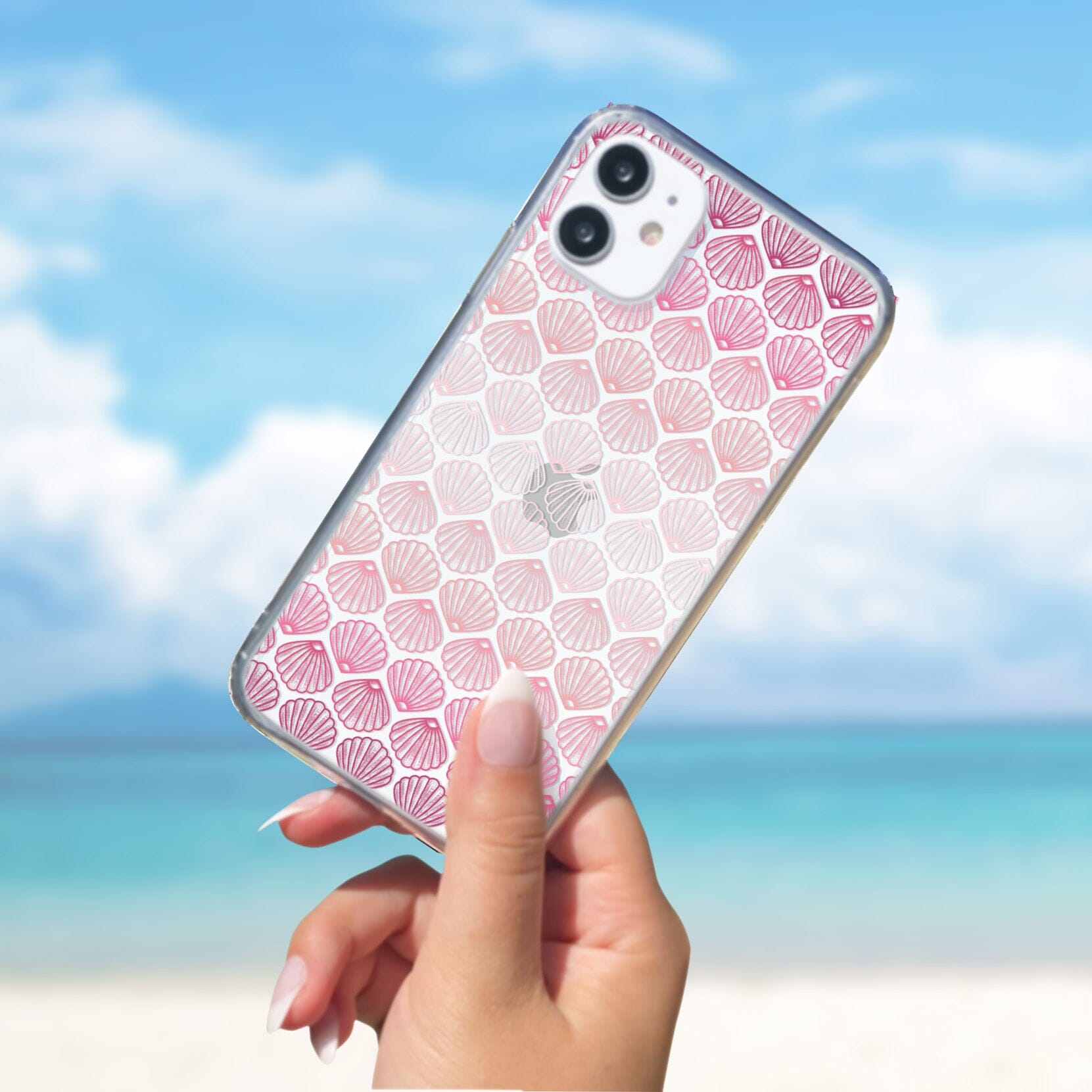 Coconut Girl iPhone 16 Clear Phone Case, Pink Seashell Design, Beachy Summer Vibes Aesthetic, iPhone 15, iPhone 14 13, Samsung Galaxy Phone Case Printify iPhone 16 Without gift packaging