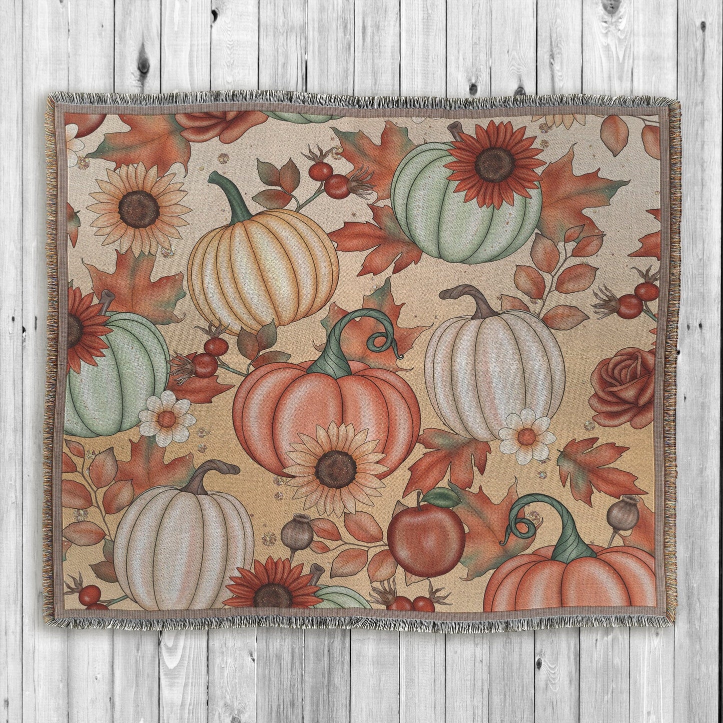 Throw Blanket Couch Fall Woven Blanket, Fall Home Decor, Boojee Halloween Decoration, Pumpkin Spice Season Mushroom Blanket, Autumn Decor Blankets teelaunch