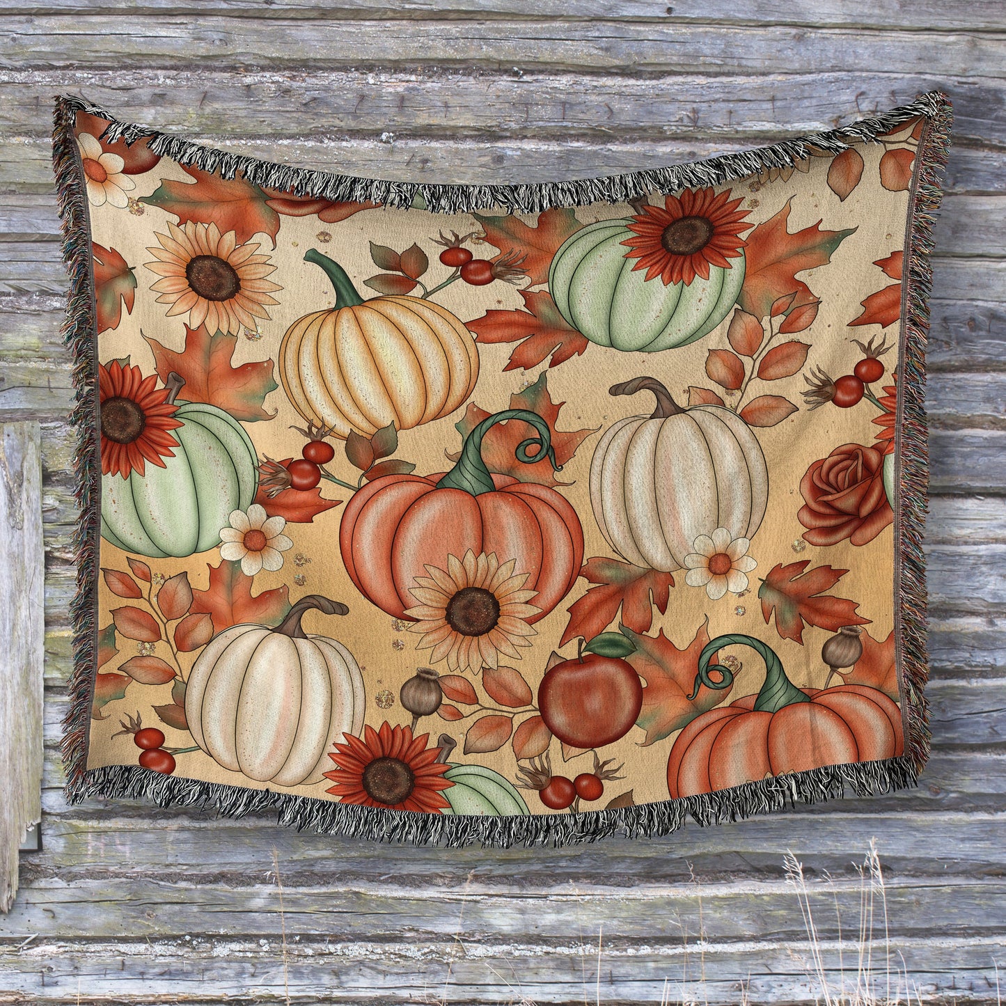 Throw Blanket Couch Fall Woven Blanket, Fall Home Decor, Boojee Halloween Decoration, Pumpkin Spice Season Mushroom Blanket, Autumn Decor Blankets teelaunch
