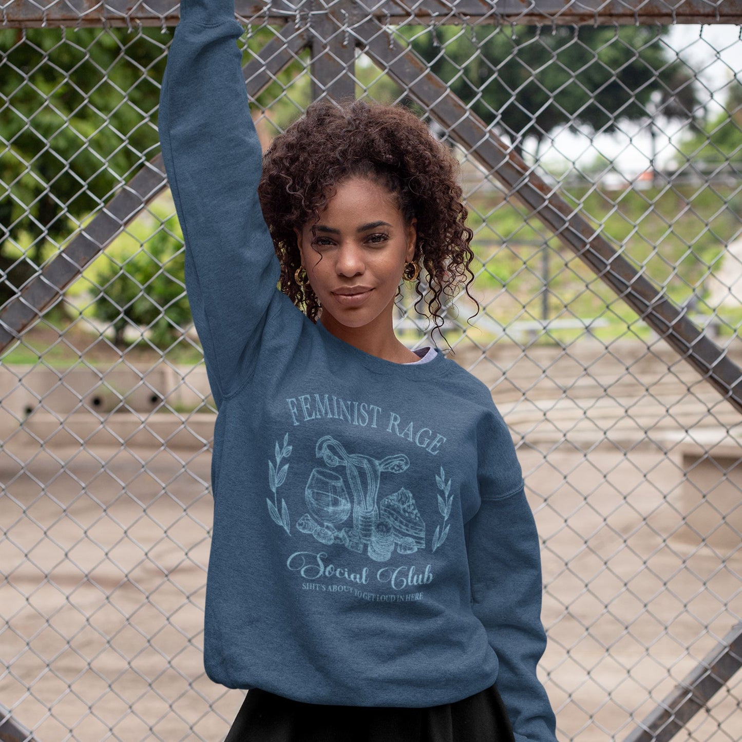 Feminist Shirts ~ Feminist Rage Social Club Sweatshirt Sweatshirt Printify Indigo Blue S