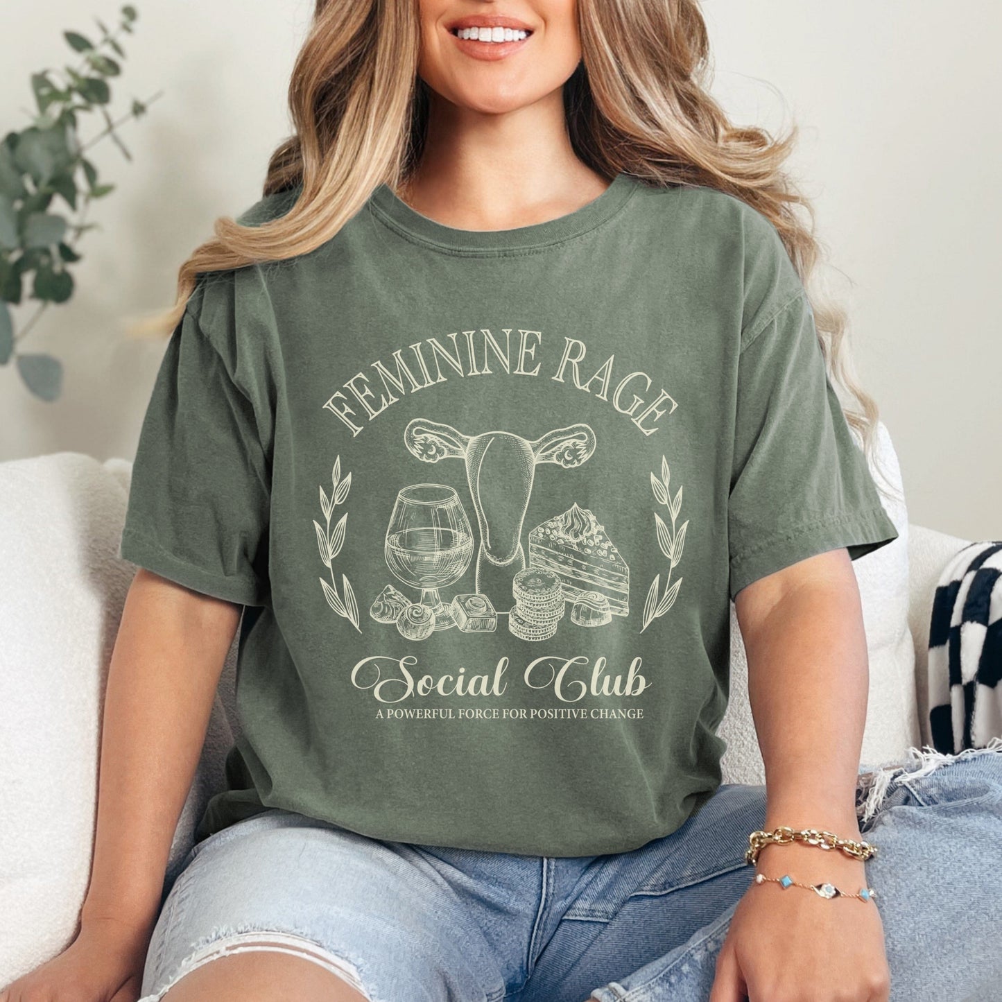 Feminine Rage Social Club T-shirt, Comfort Colors Shirts T-Shirt Printify Moss S