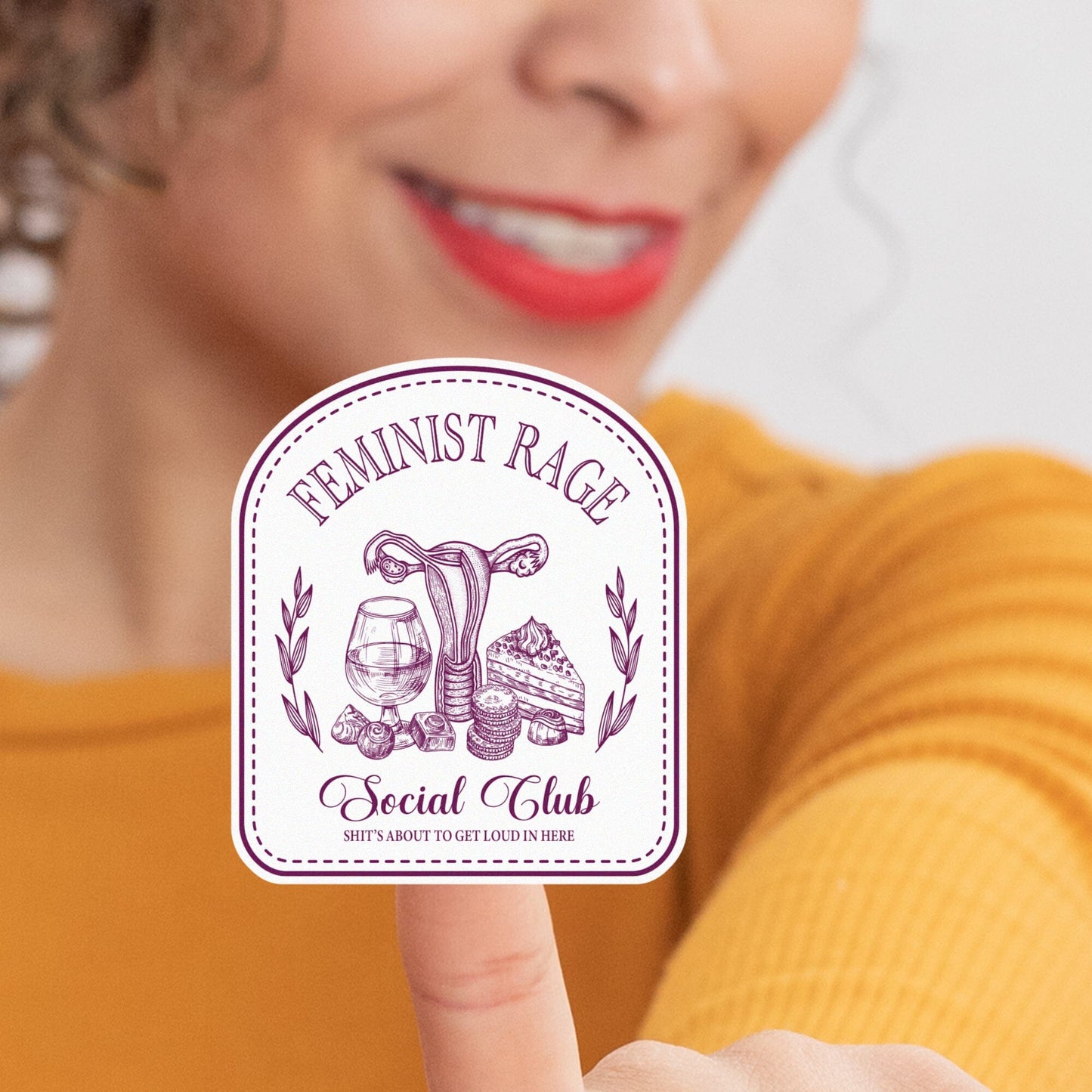 Feminist Rage Social Club Vinyl Car Decal Paper products Printify