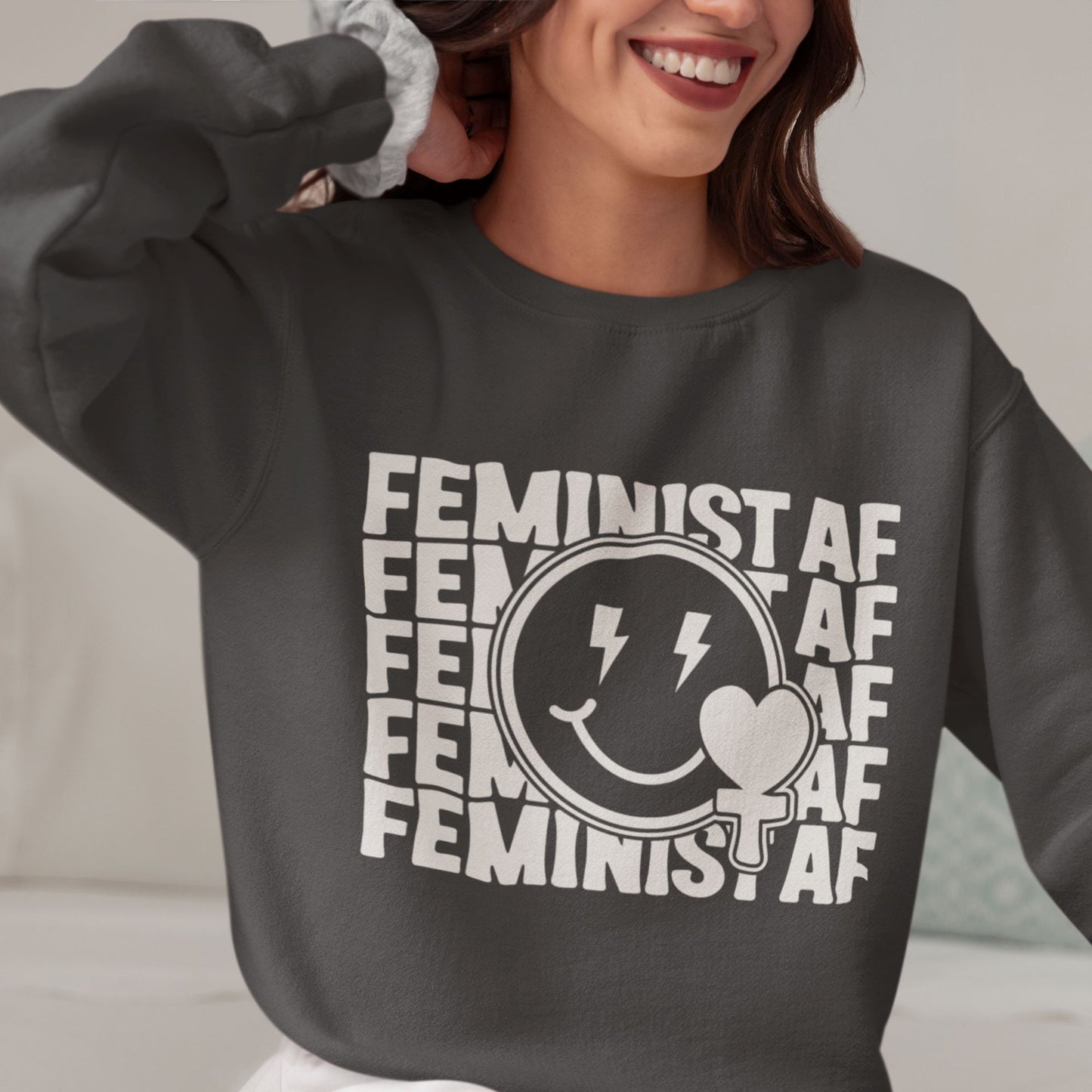 Feminist Sweatshirt Sweatshirt Printify Charcoal S