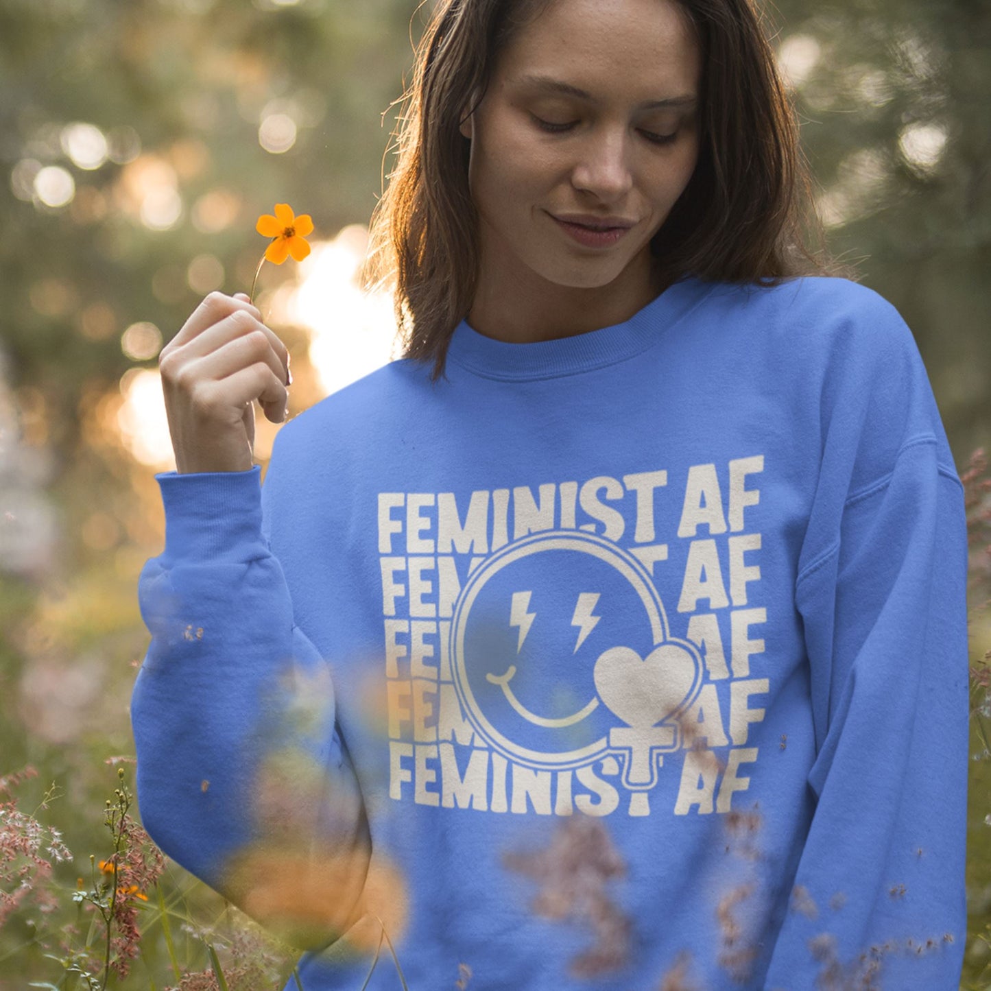 Feminist Sweatshirt Sweatshirt Printify Carolina Blue S