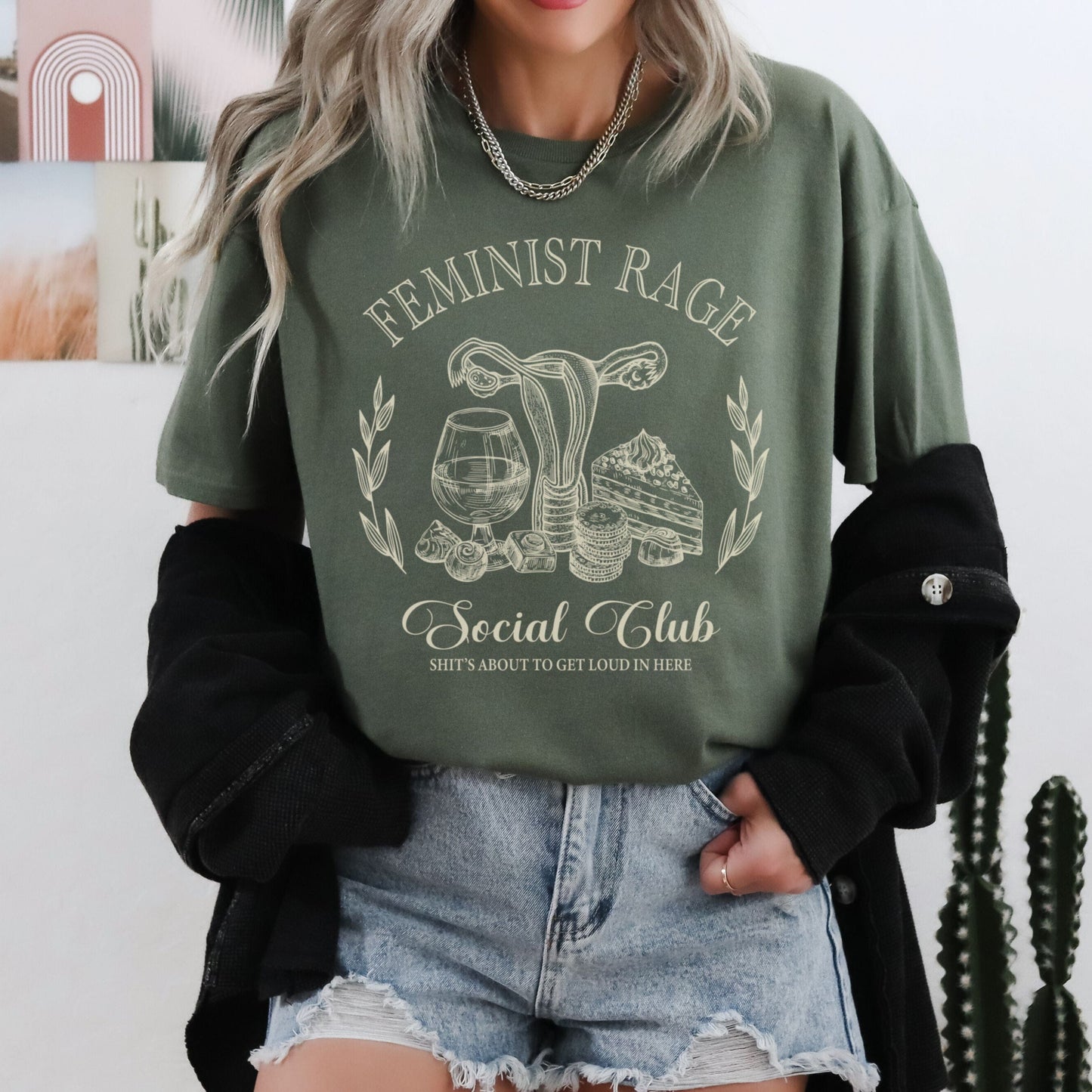 Feminist Rage Shirt ~ Equal Rights Social Club Shirts T-Shirt Printify Military Green S