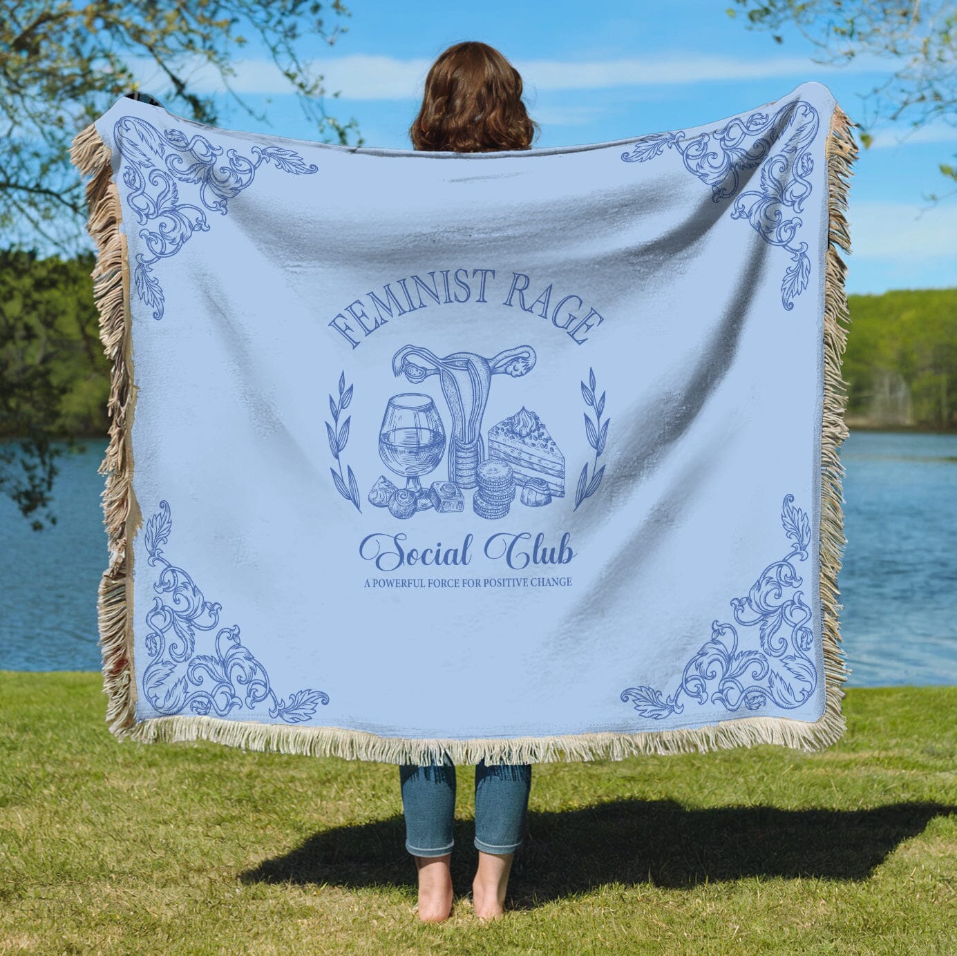 Feminist Rage Social Club Blankets Blankets teelaunch blue