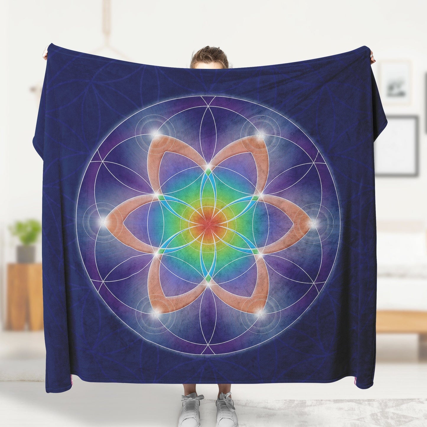 Flower of Life Fleece Blanket • Sacred Geometry Sherpa Fleece Blanket Blankets teelaunch