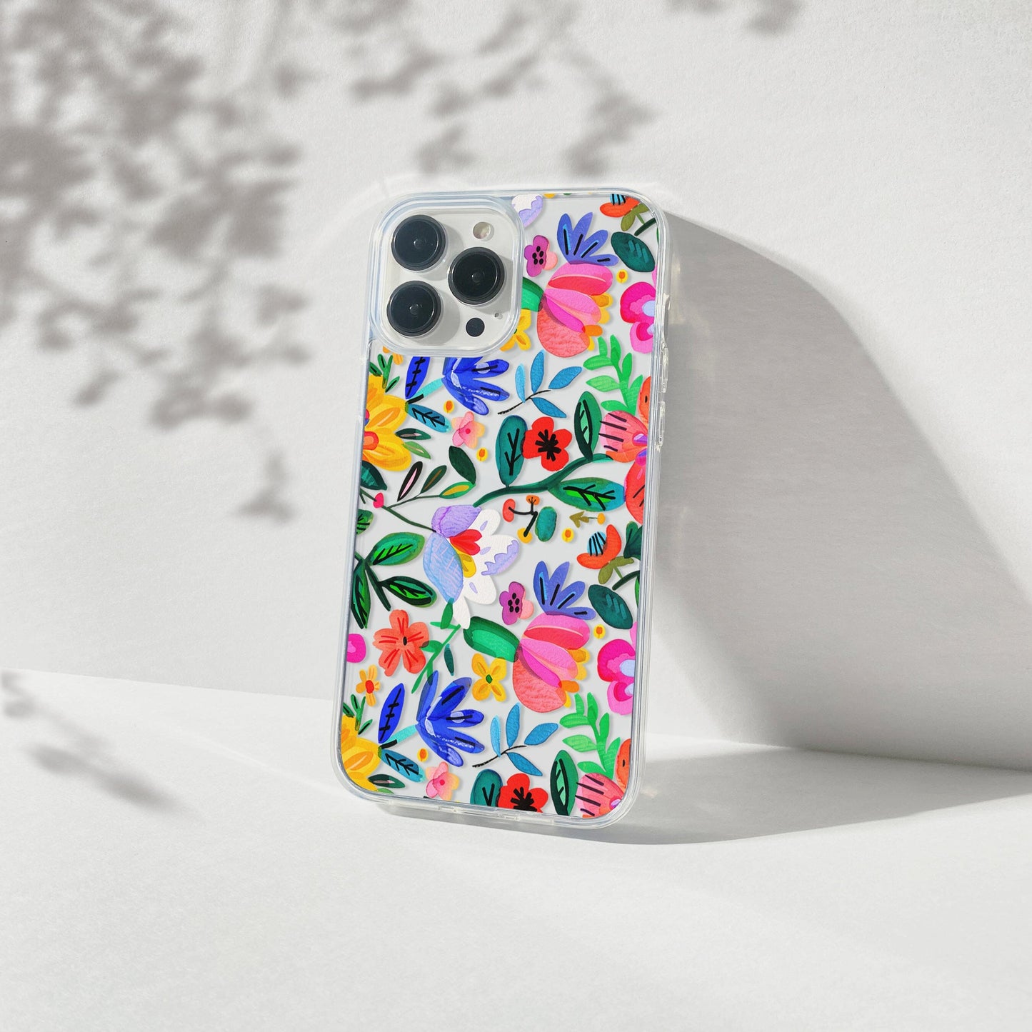 Folk Art Flowers Clear Phone Cases • Summer Floral Phone Case Designed to fit most iPhone and Samsung Phones Phone Case Printify