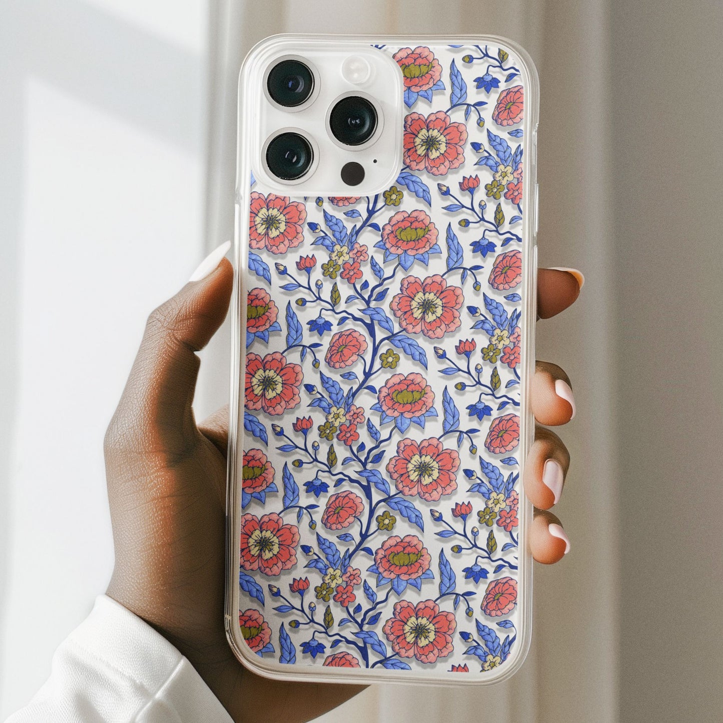 Clear Phone Case, iPhone 16 Pro Max Case, Chinoiserie Toile – Compatible with Most iPhone and Samsung Models Phone Case Printify