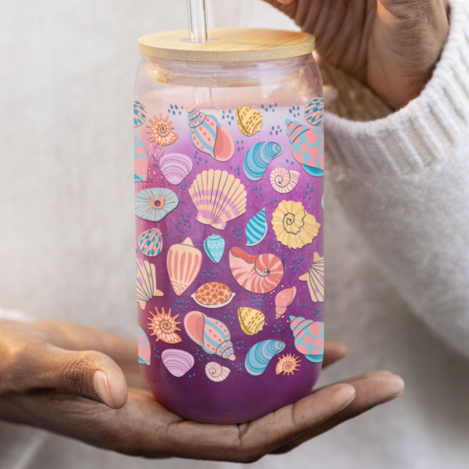 Meet Me at the Beach Sipper Glass • Beach Wedding Favors, Cute Iced Coffee Cup Mug Printify