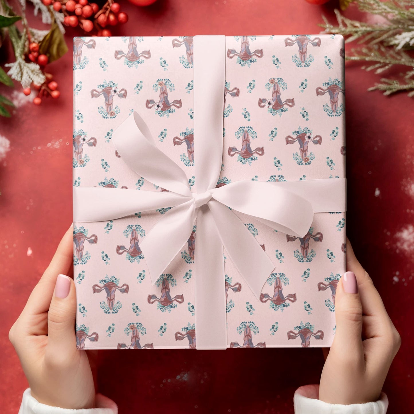 Uterus Wrapping Paper, Feminist Wrapping Paper, Girl Strong Holiday Paper Home Decor Printify