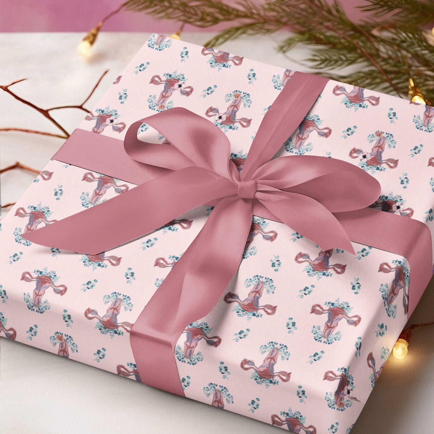 Uterus Wrapping Paper, Feminist Wrapping Paper, Girl Strong Holiday Paper Home Decor Printify