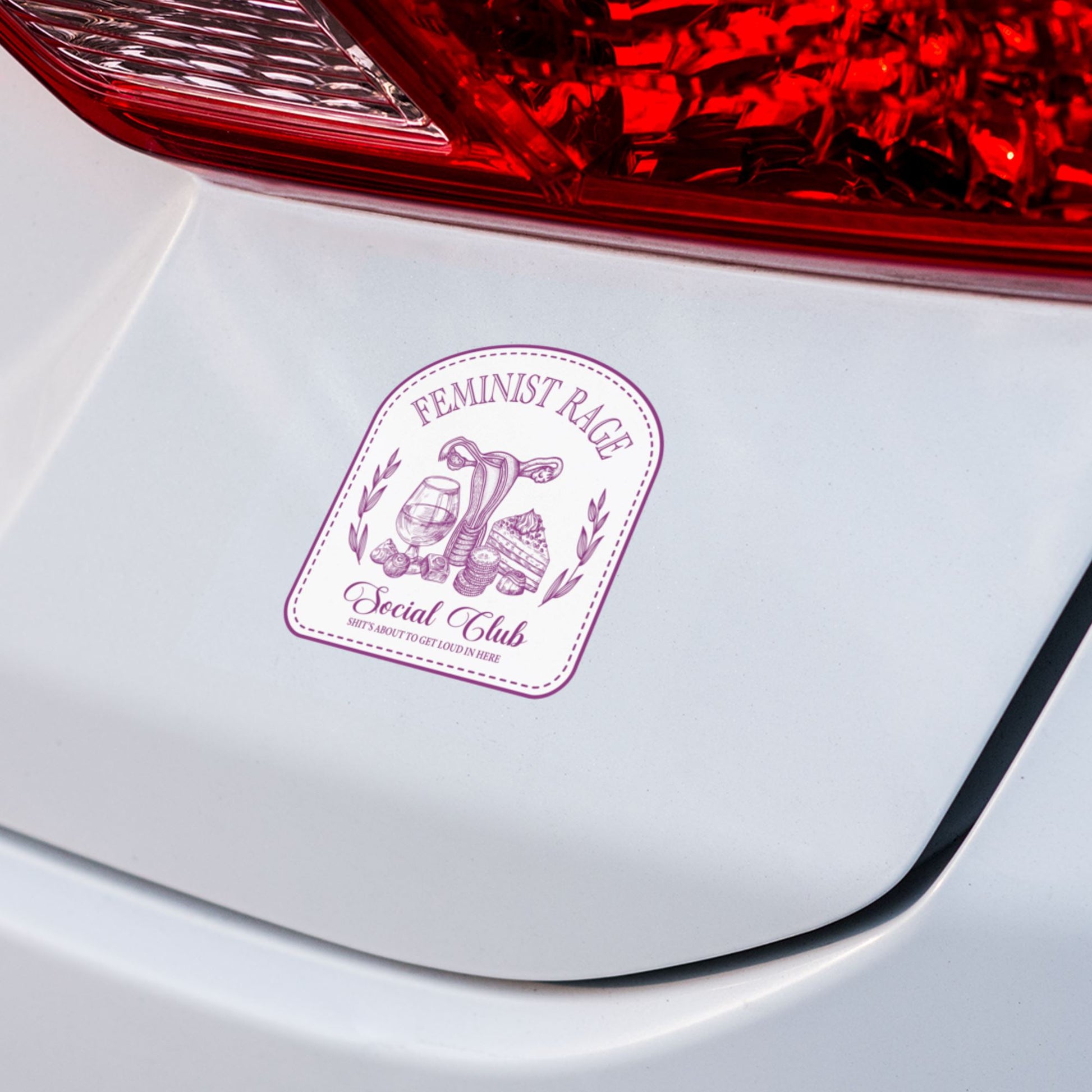 Feminist Rage Social Club Vinyl Car Decal Paper products Printify