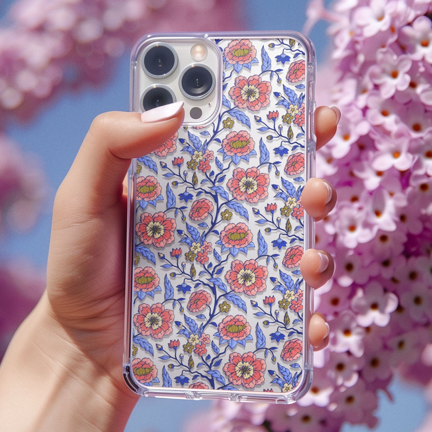 Clear Phone Case, iPhone 16 Pro Max Case, Chinoiserie Toile – Compatible with Most iPhone and Samsung Models Phone Case Printify