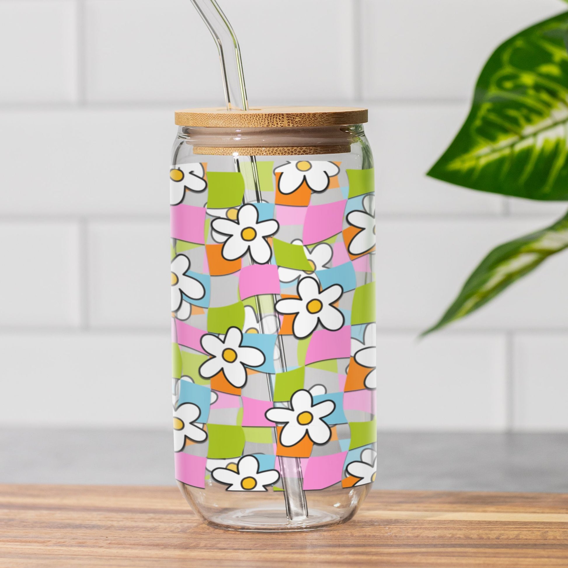 Wavy Daisy Sipper Cup • Coconut Girl Summer Iced Coffee Cup Mug Printify