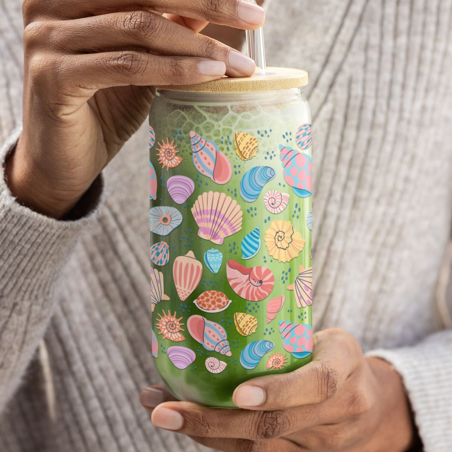 Meet Me at the Beach Sipper Glass • Beach Wedding Favors, Cute Iced Coffee Cup Mug Printify