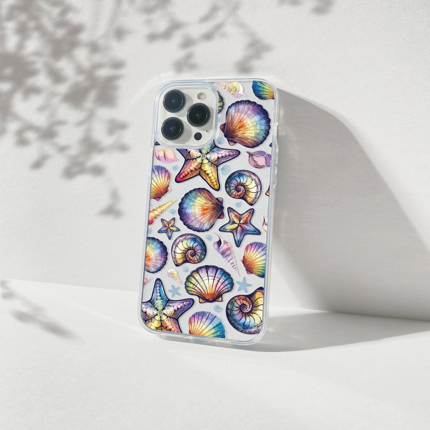Rainbow Seashell Clear Phone Cases • Designed to fit most iPhone and Samsung Phones Phone Case Printify