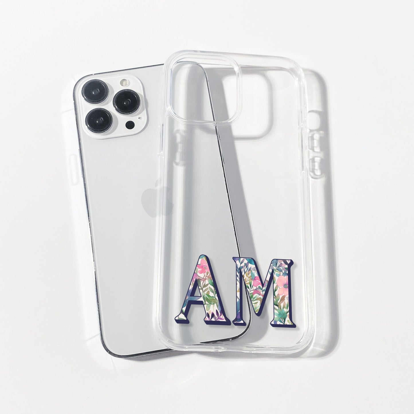 Initials Clear iPhone 16 Pro Case • Designed to fit Most iPhone and Samsung Models Salmon Olive