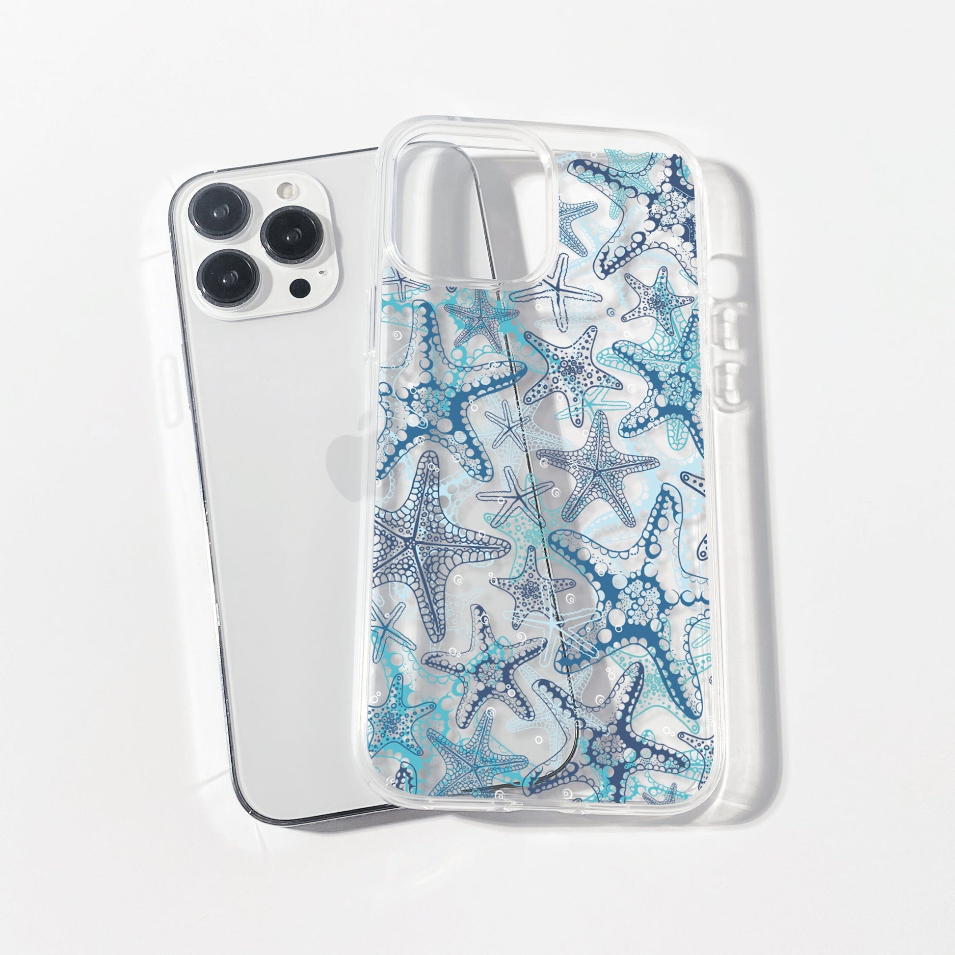 Starfish Clear Phone Cases, Summer Ocean Inspired Phone Cases Compatible with most iPhone and Samsung Models Phone Case Printify