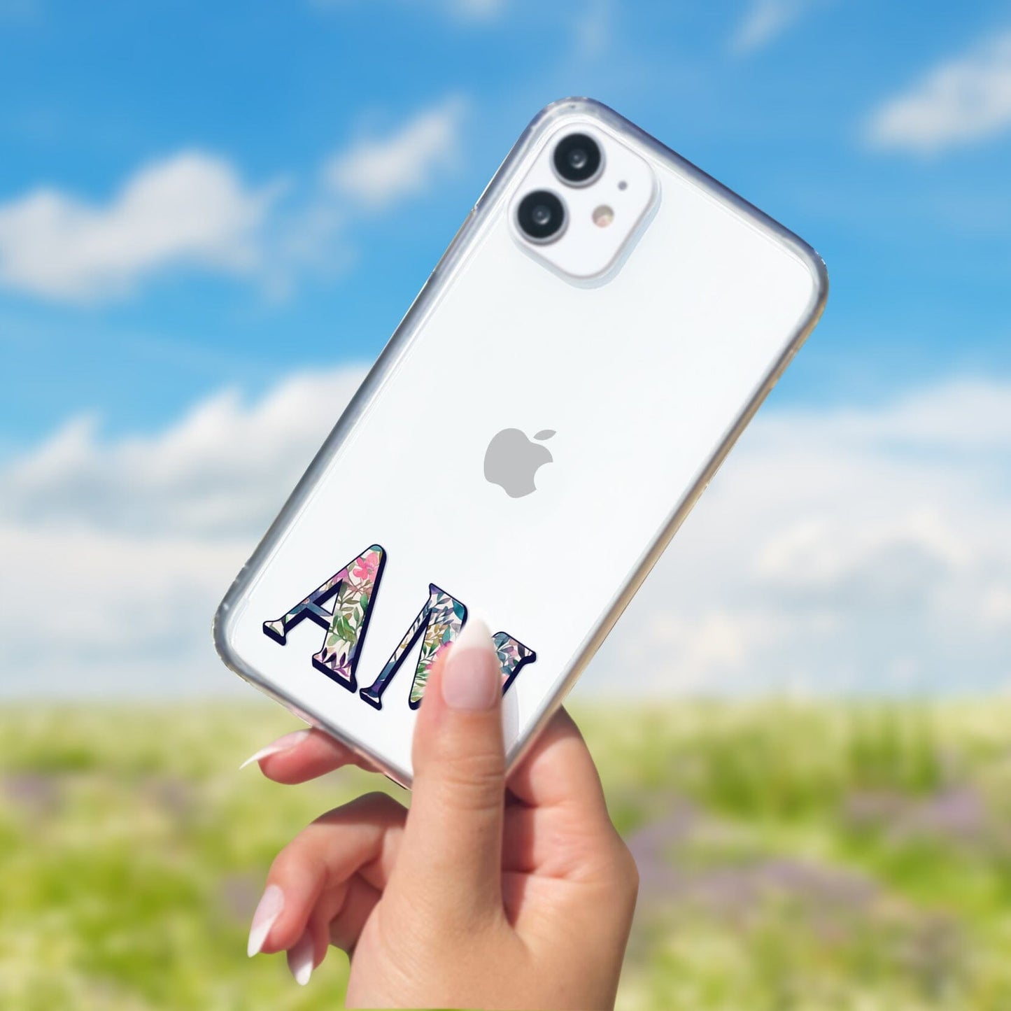 Initials Clear iPhone 16 Pro Case • Designed to fit Most iPhone and Samsung Models Salmon Olive