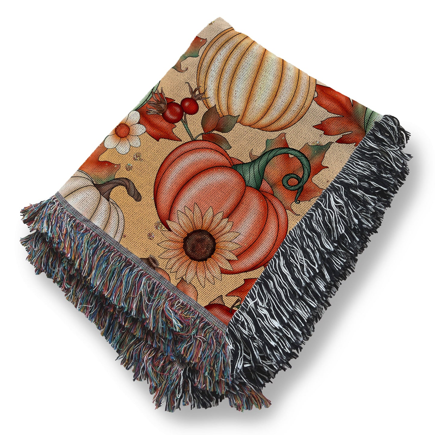Throw Blanket Couch Fall Woven Blanket, Fall Home Decor, Boojee Halloween Decoration, Pumpkin Spice Season Mushroom Blanket, Autumn Decor Blankets teelaunch