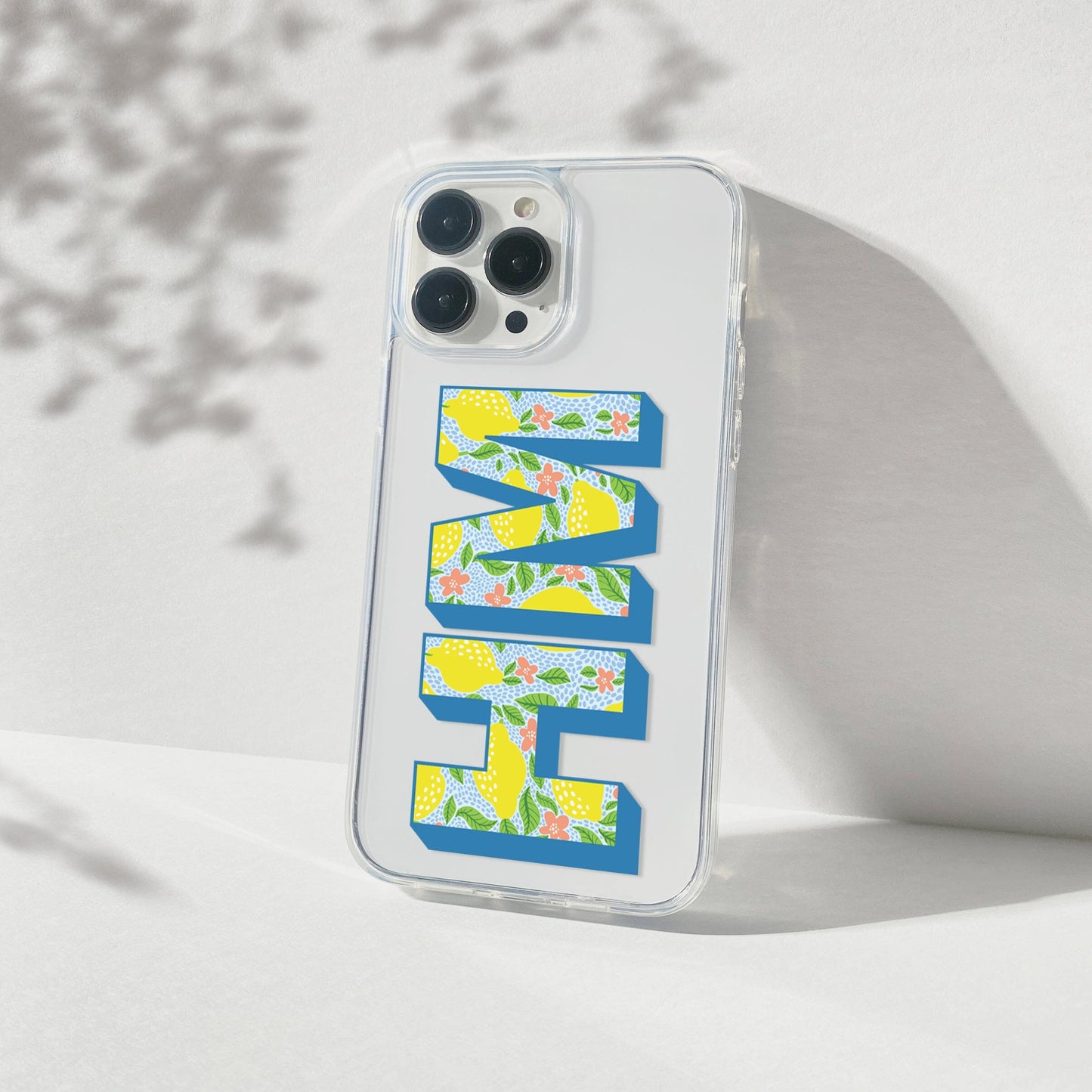 Clear iPhone 16 Pro Case, Personalized • Lemon Design Created to fit Most iPhone and Samsung Models Salmon Olive
