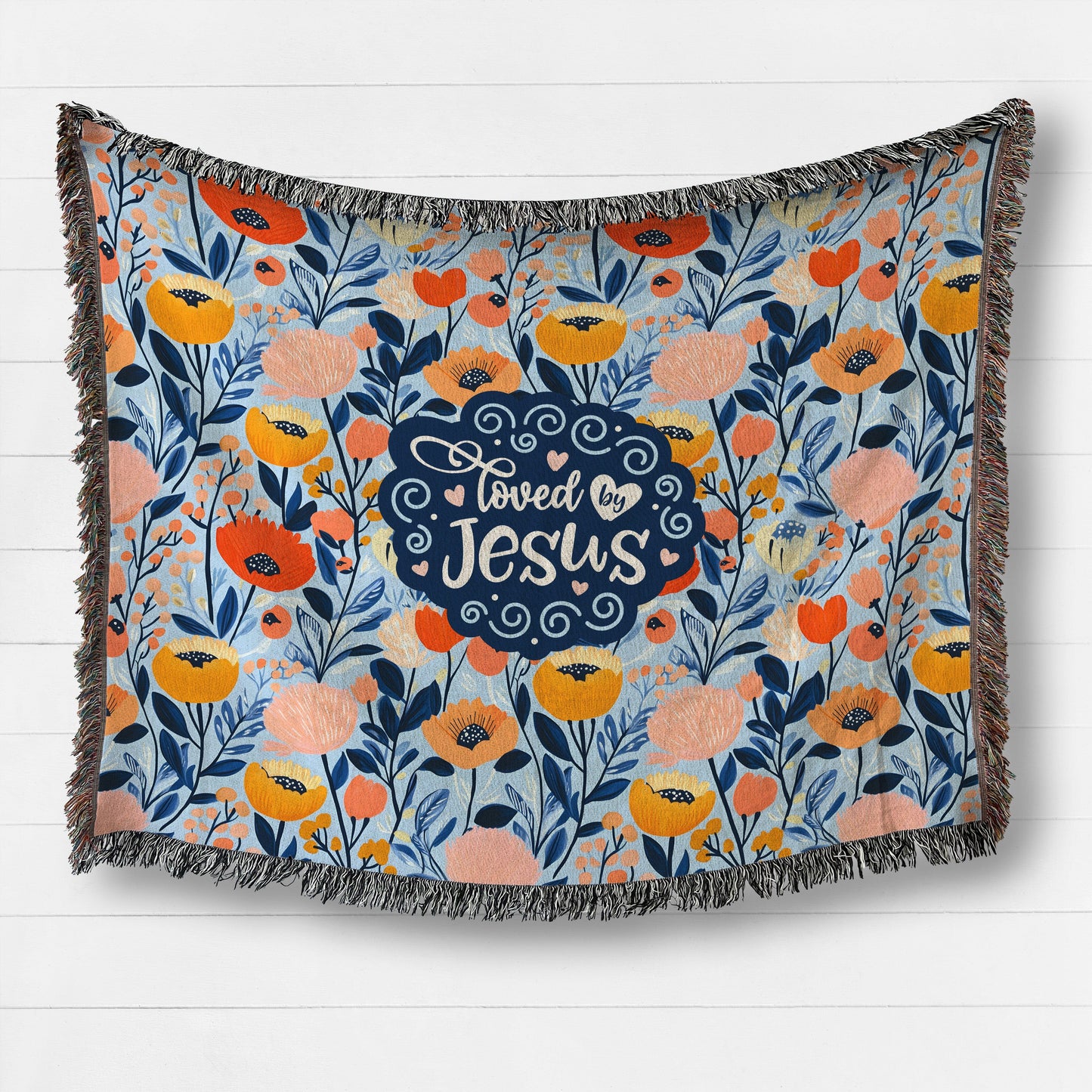 Christian Gifts: Loved By Jesus Woven Blanket ~ Scripture Verses, Bible Study Blanket Jewelry ShineOn Fulfillment