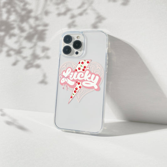 Lucky Girl Coquette Phone Case, Fits iPhone and Samsung Phones, Clear Case Phone Case Printify