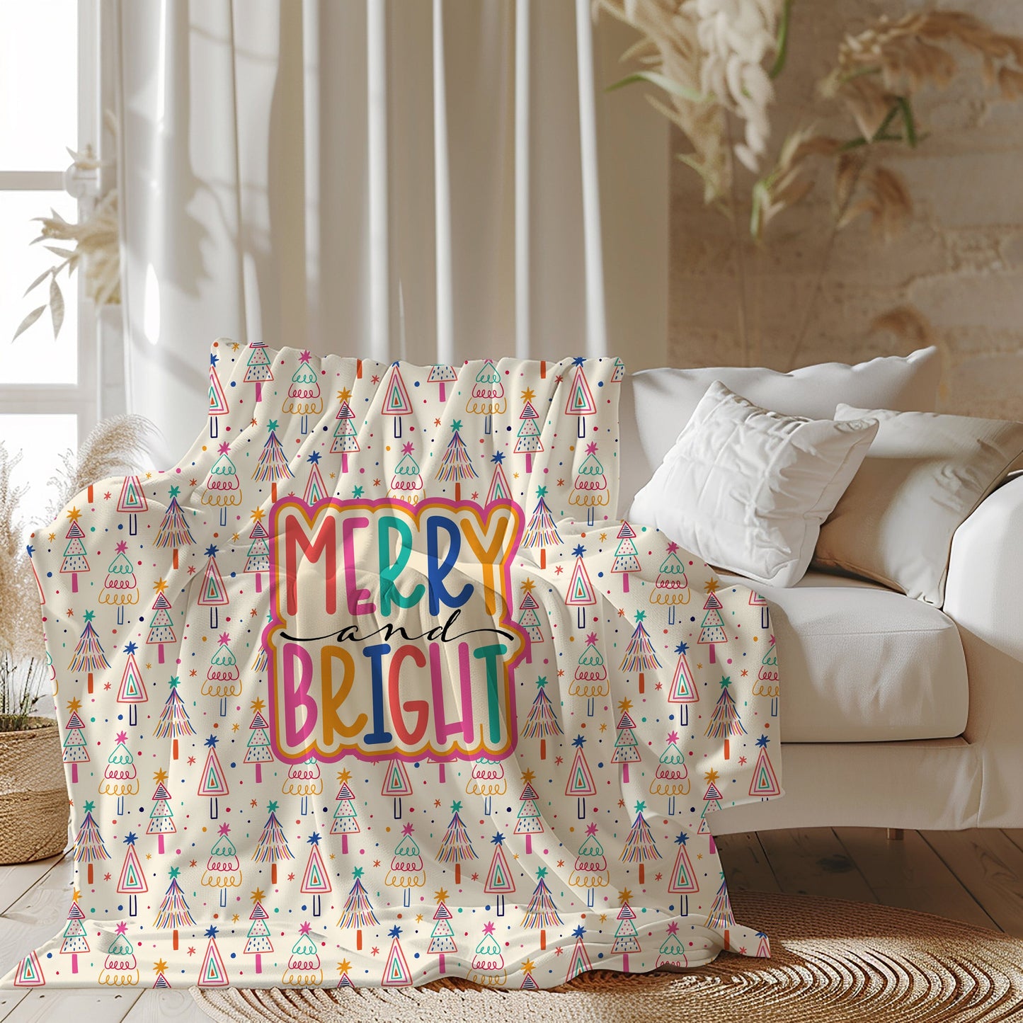 Merry and Bright Christmas Blanket Blankets teelaunch