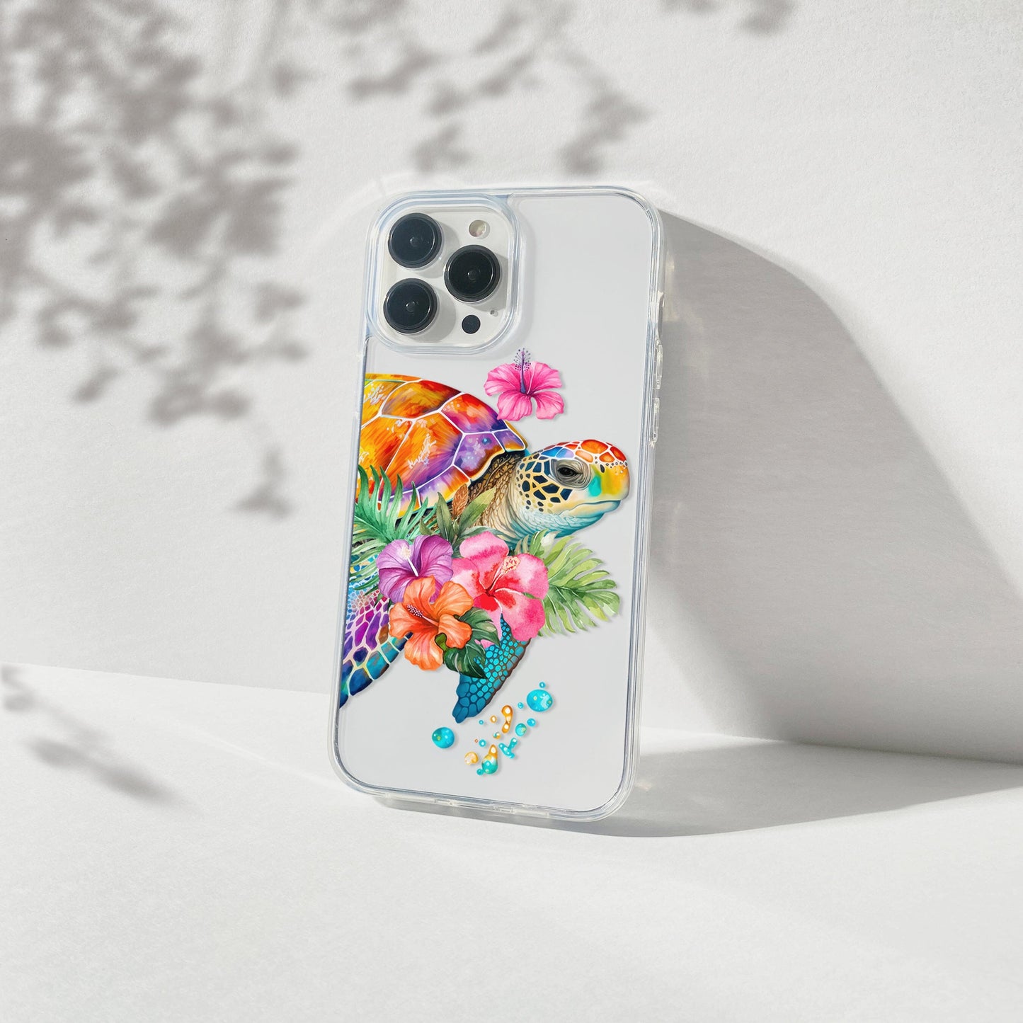 Coconut Girl Ocean Inspired Phone Cases, Sea Turtle and Hibiscus Flower Clear Phone Case Compatible with most iPhone and Samsung Models Phone Case Printify