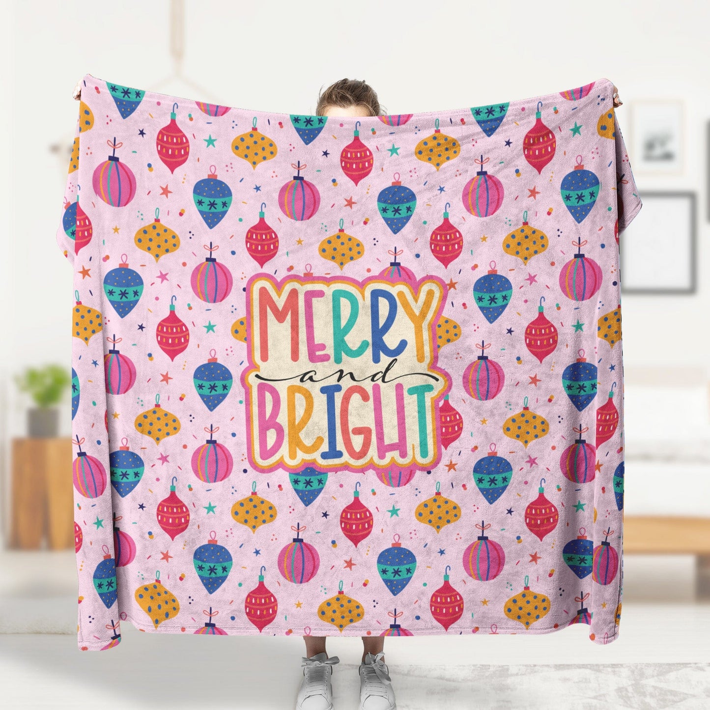 Christmas Gifts ~ Pink Merry and Bright Throw Blanket Blankets teelaunch 30" x 40" Fleece