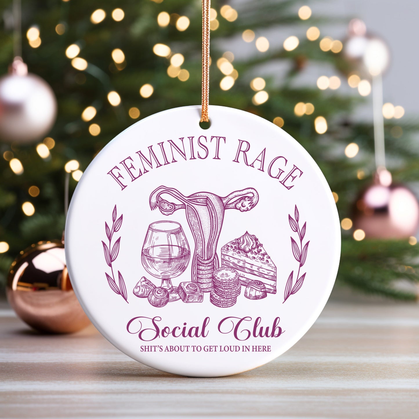 Feminist Rage Christmas Ornament Home Decor Printify