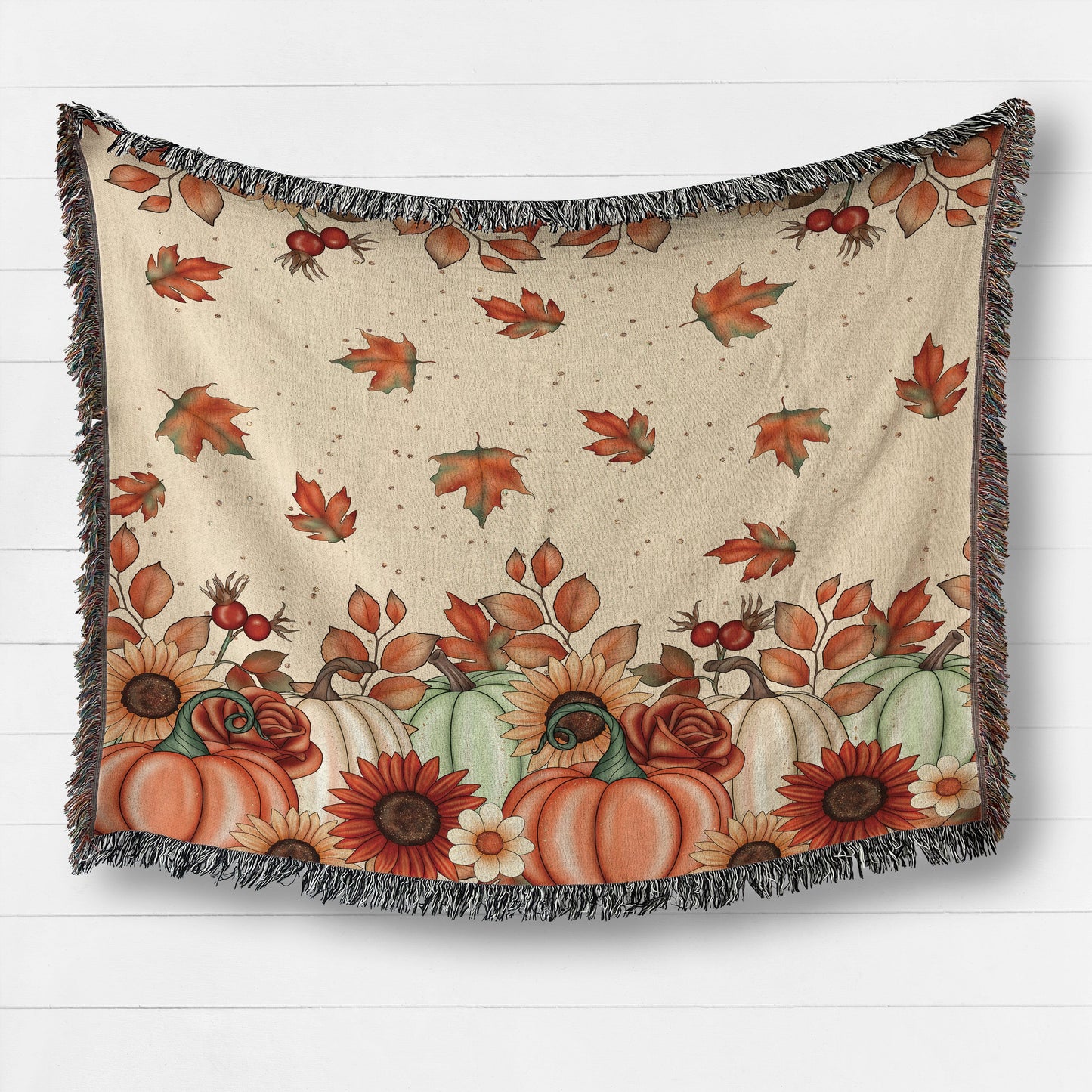 Fall Woven Pumpkin Blanket Blankets teelaunch