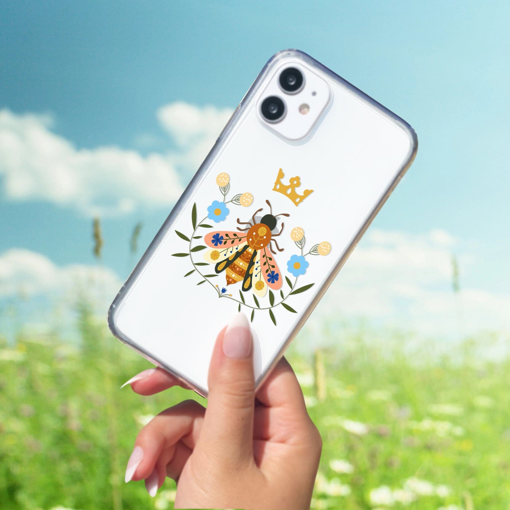 Clear Queen Been Phone Case • Designed to Fit Most iPhone and Samsung Models Phone Case Printify