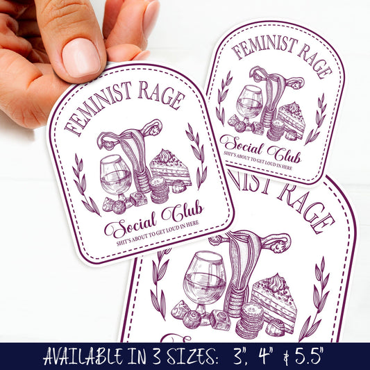 Feminist Rage Social Club Vinyl Car Decal Paper products Printify