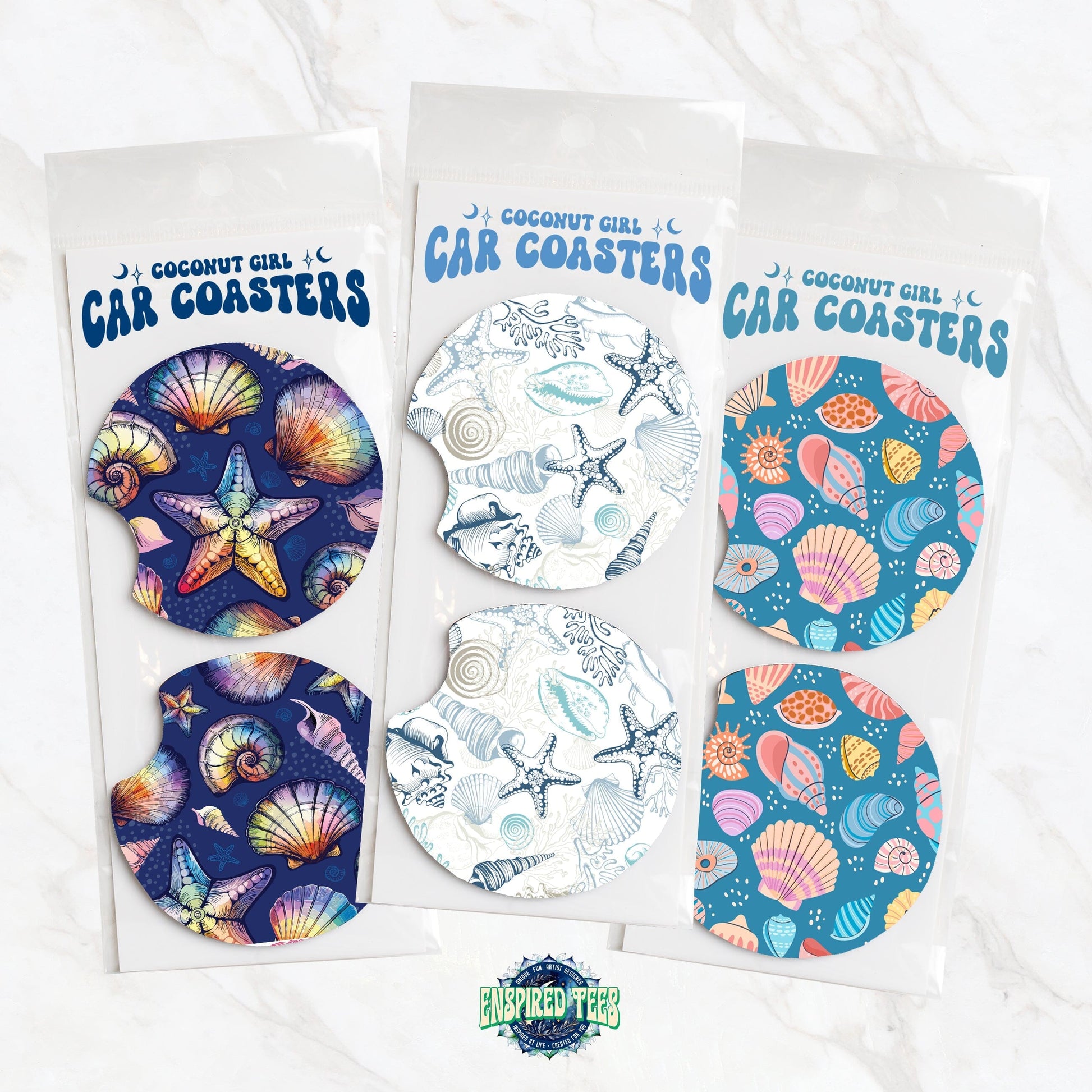 Clear iPhone Case • Blue Seashells Phone Case - Fits Most iPhone and Samsung Phones Phone Case Printify